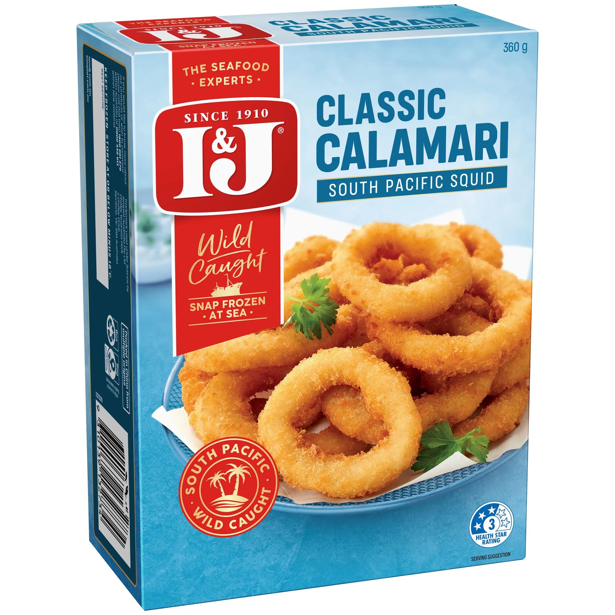 I and J Calamari Lightly Crumbed 360g, Box
