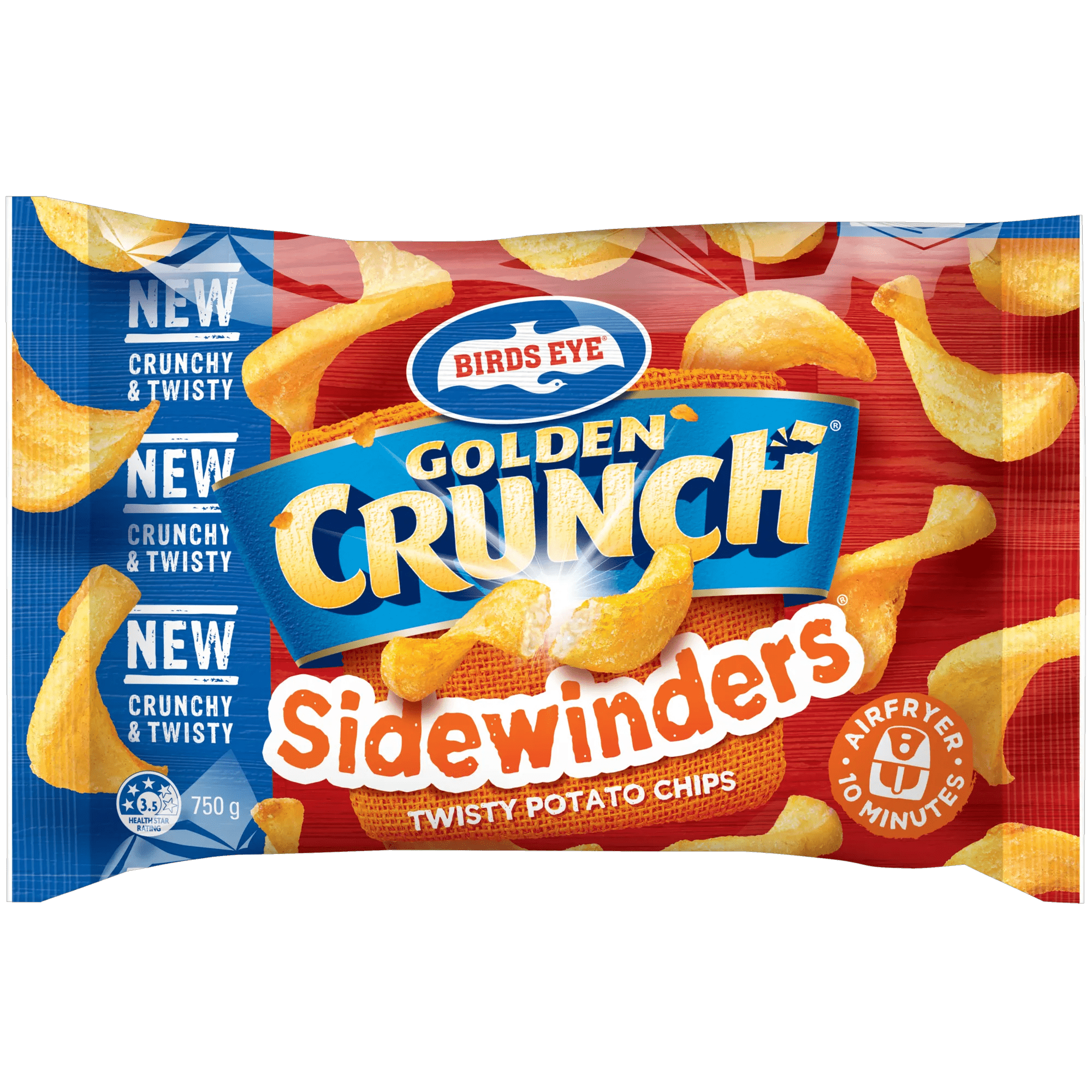 Birds Eye Golden Crunch Sidewinders Chips 750g Bagged