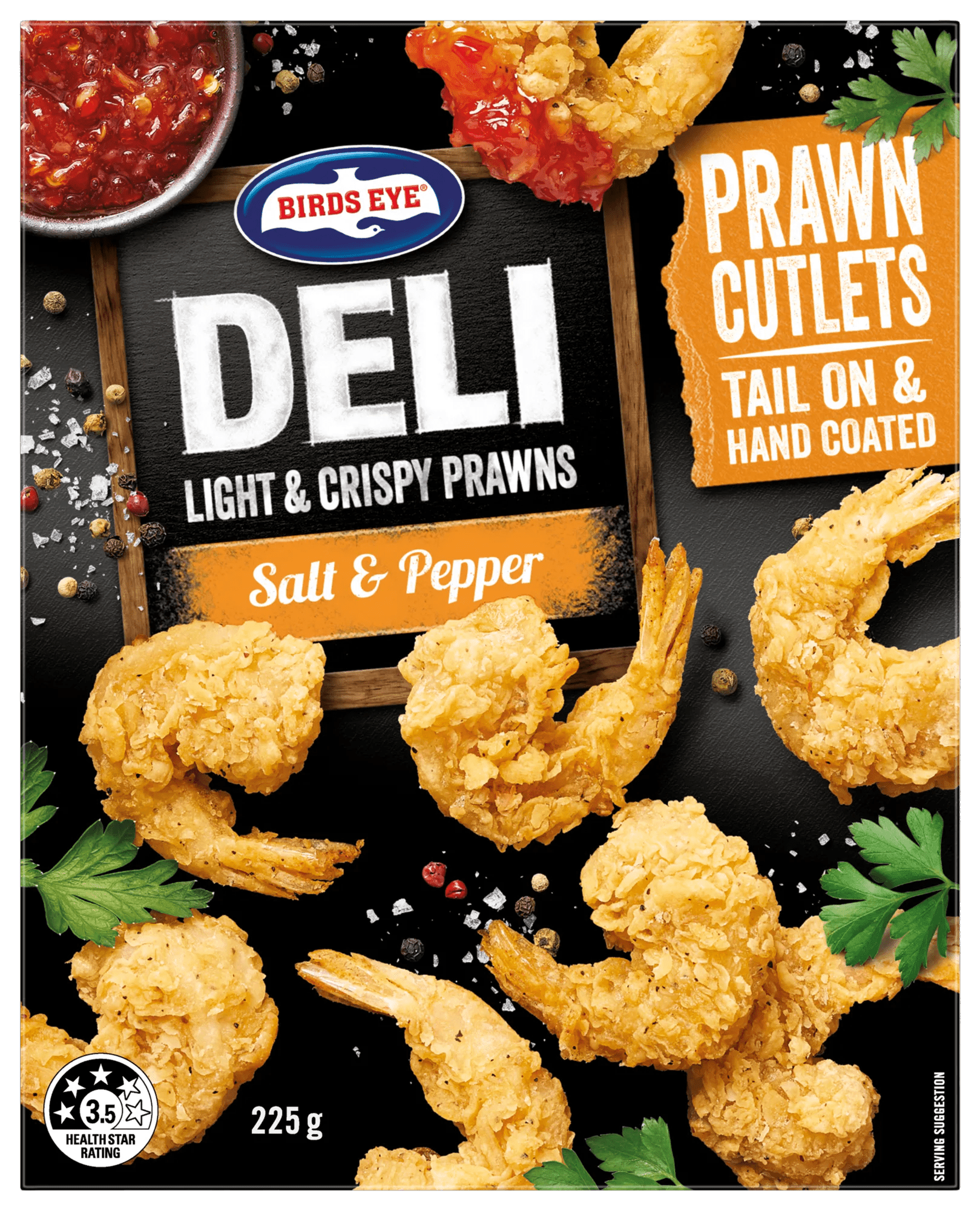 Birds Eye Deli Salt and Pepper Prawns 225 Grams Boxed