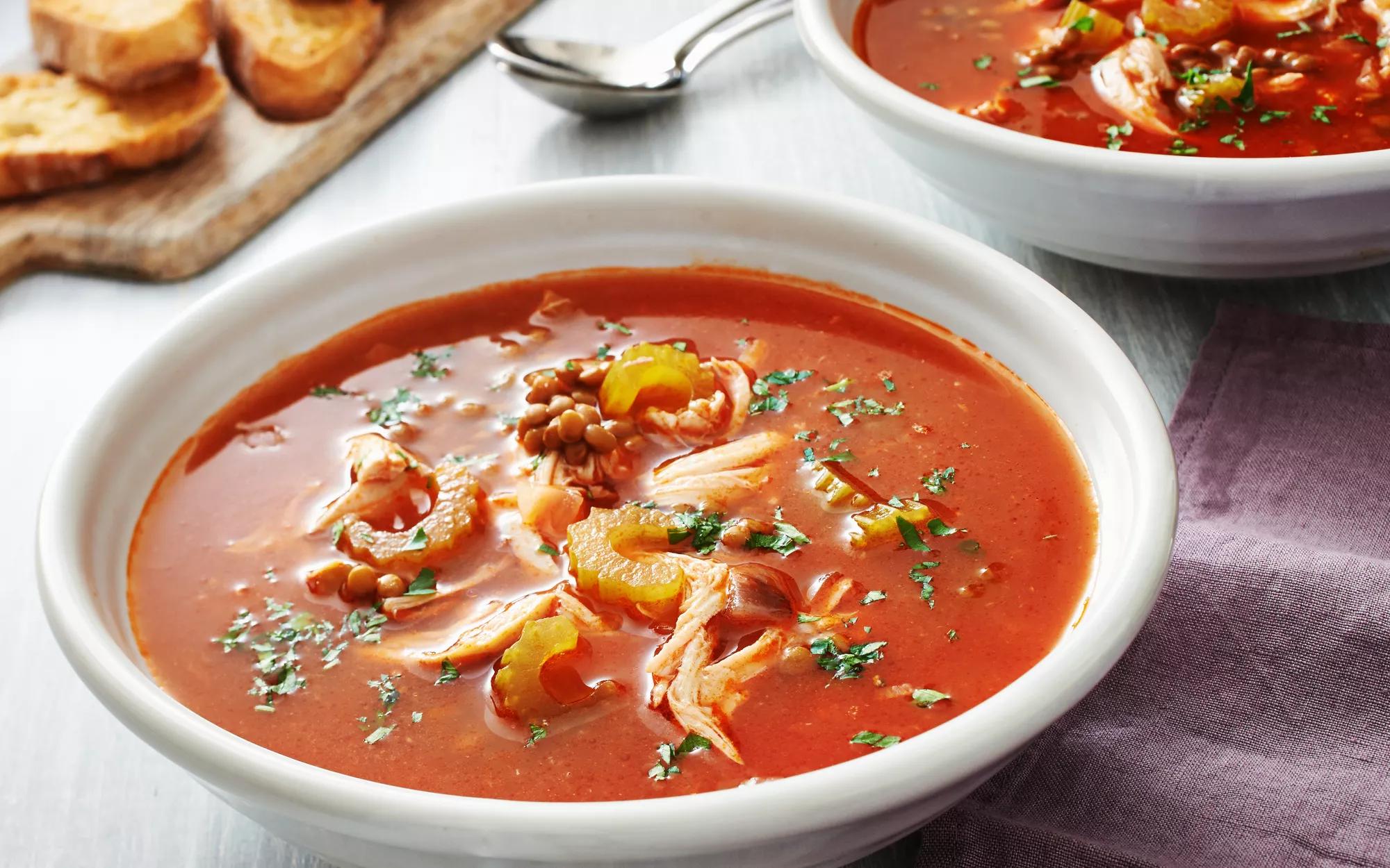 Chicken, Tomato & Brown Lentil Soup