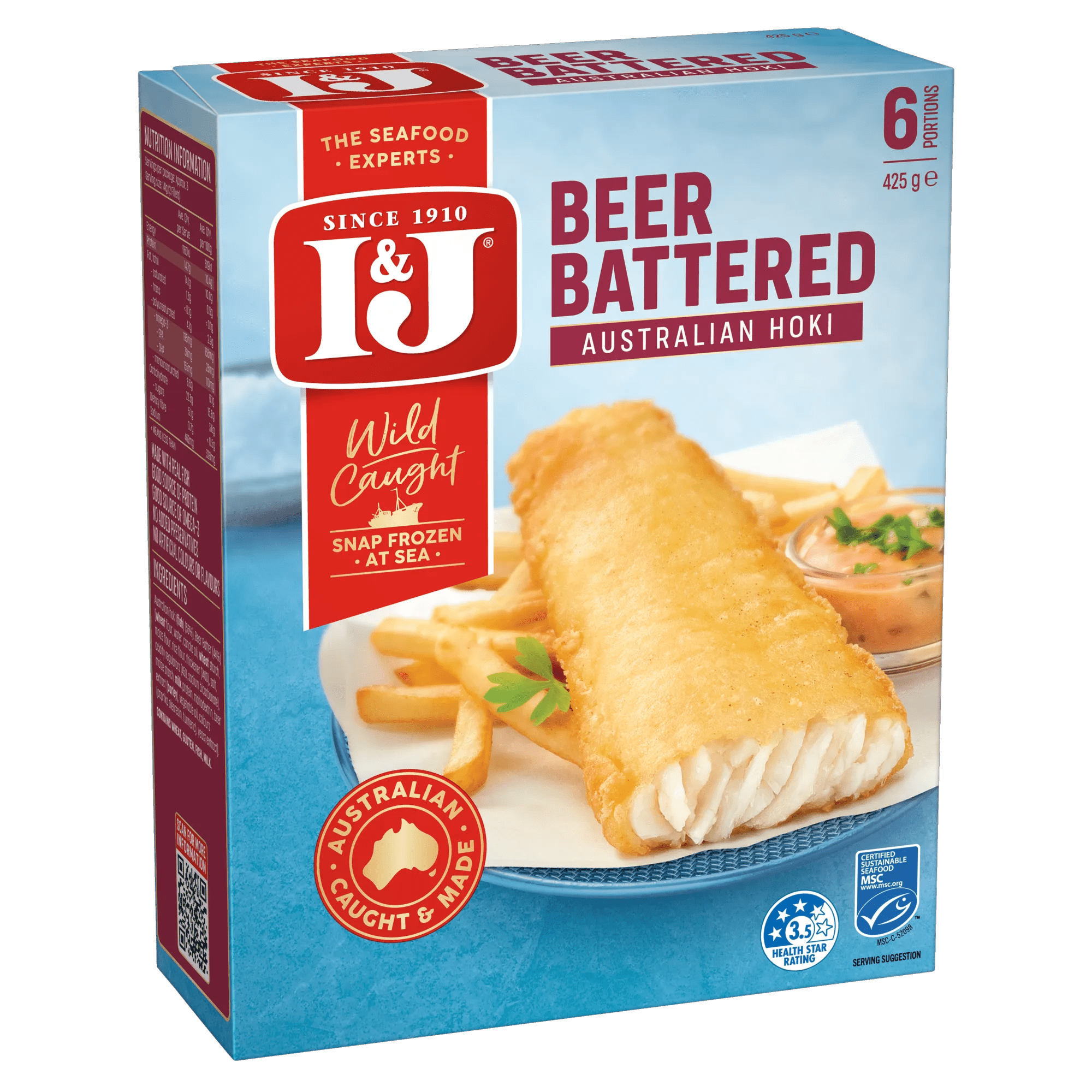 I and J Beer Batter Fish Fillets 425g, Box