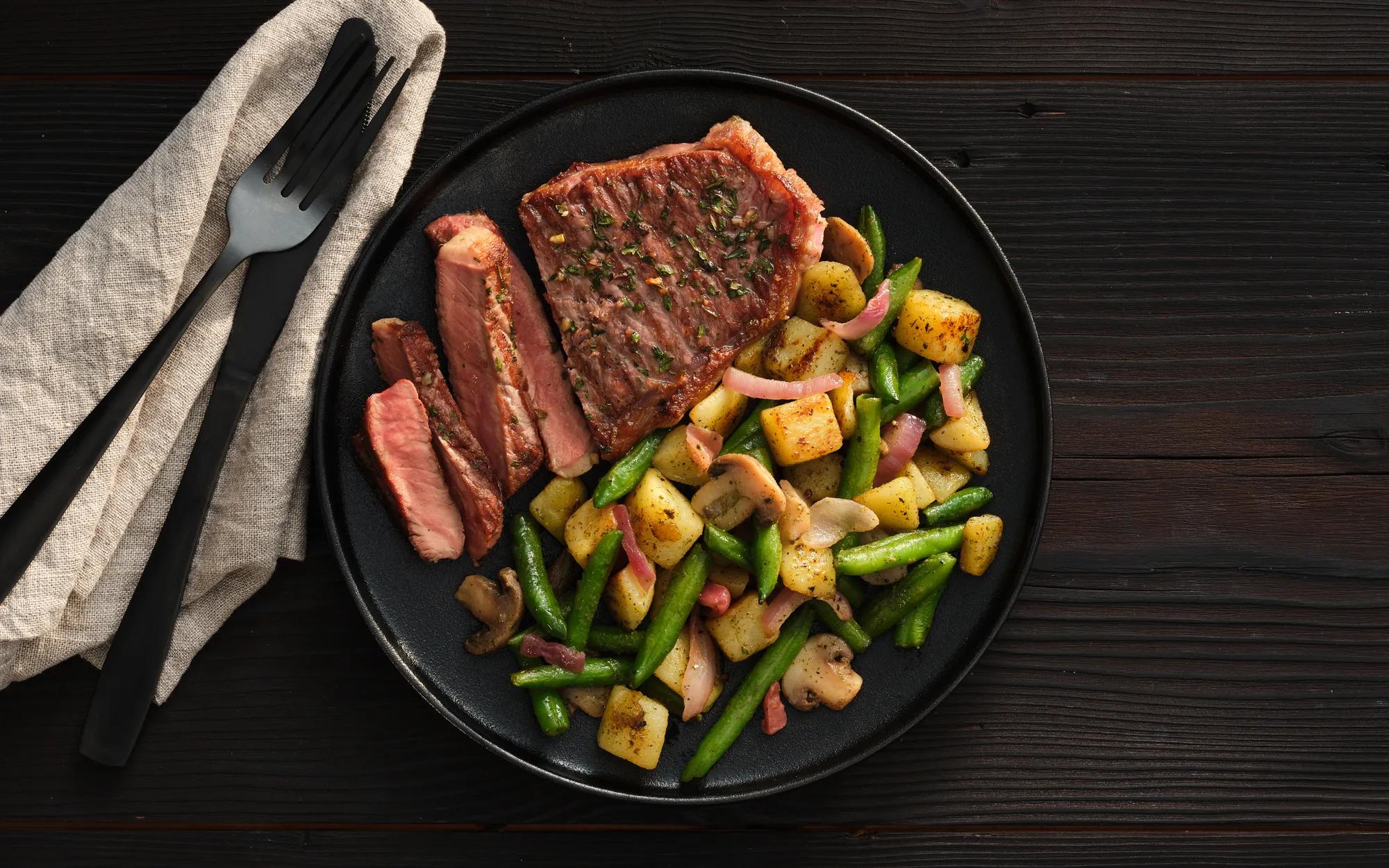 Chimichurri Steak with Garlic & Parsley Vegetables