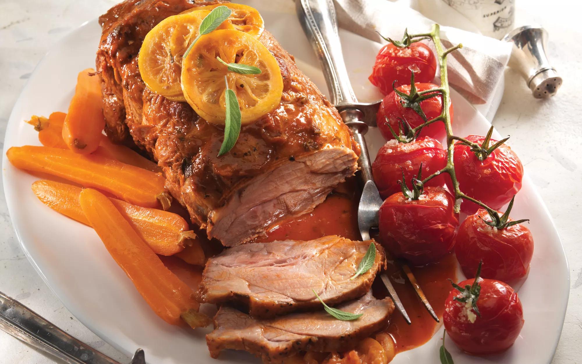 Pot Roasted Pork With Tomato, Lemon & Sage