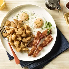 Simplot Maple City® Potatoes Waffle Flavored Waffle Bites, Skin Off, In Use