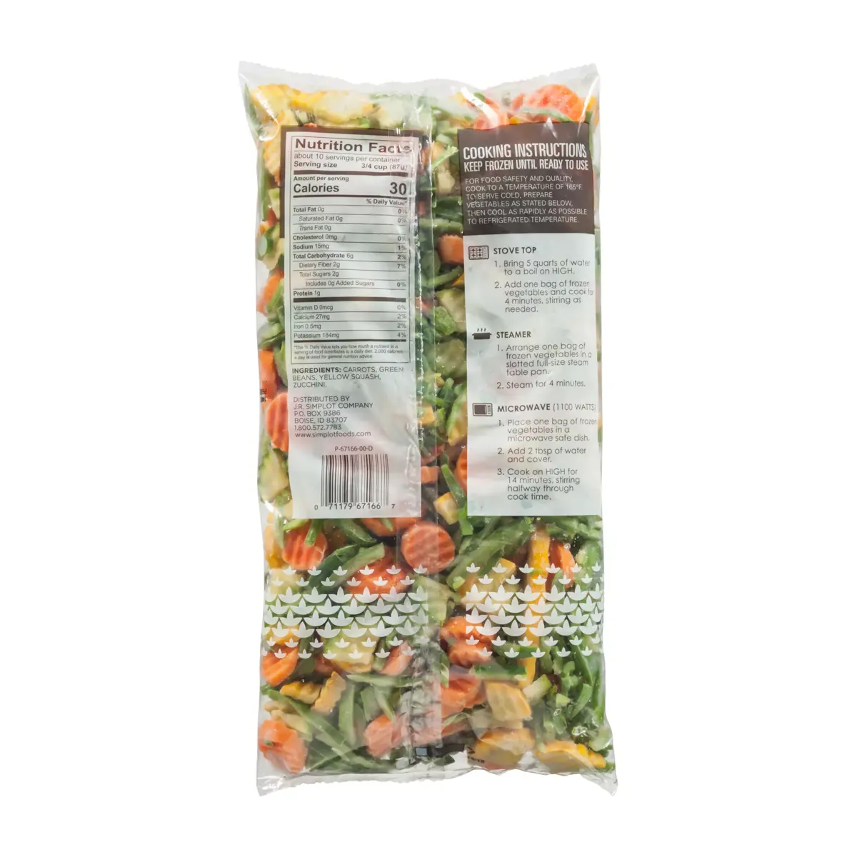 Simplot Simple Goodness™ Meadow Vegetable Blend, Back Innerpack