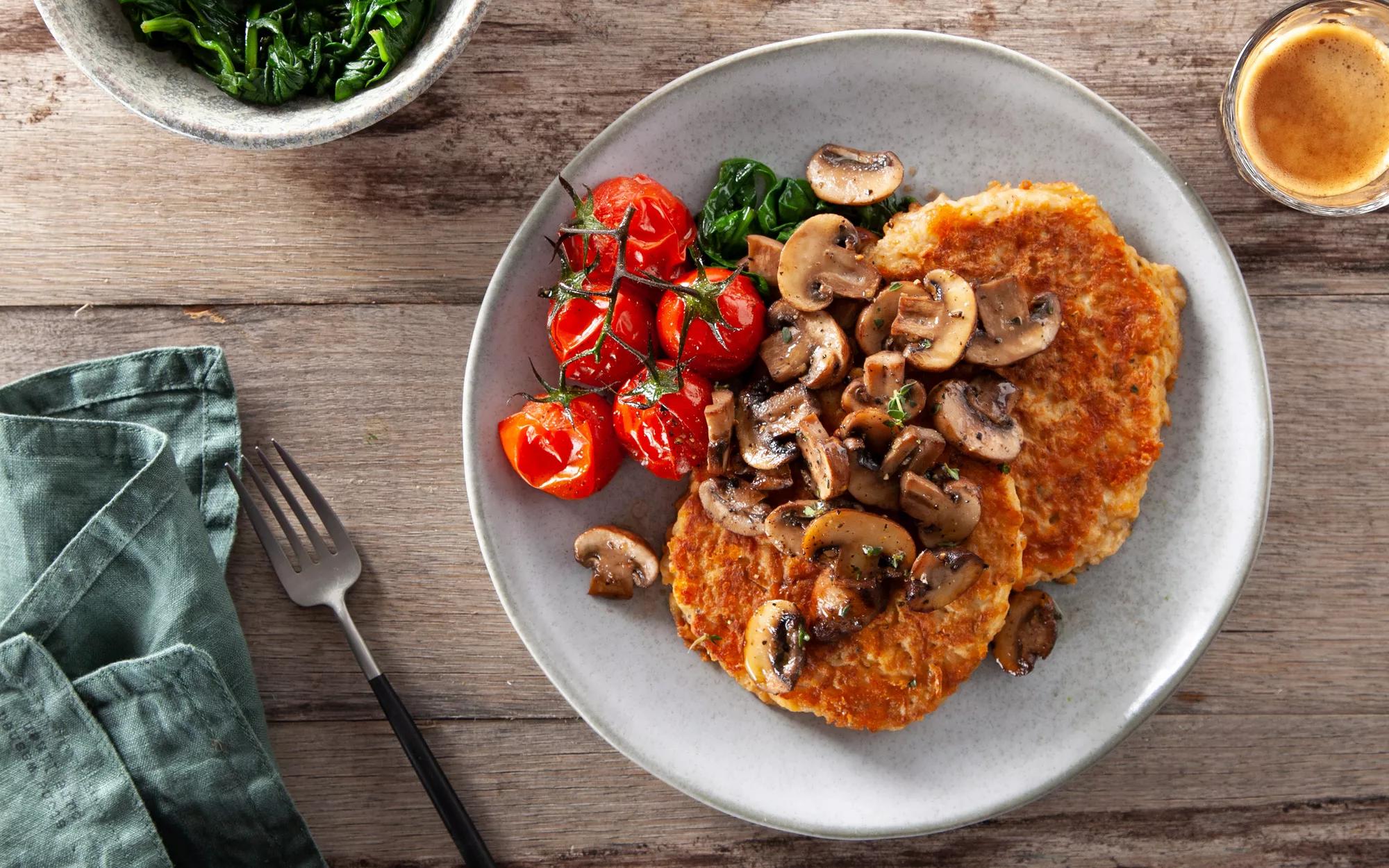 Savoury Cauliflower Pancakes With Mushrooms