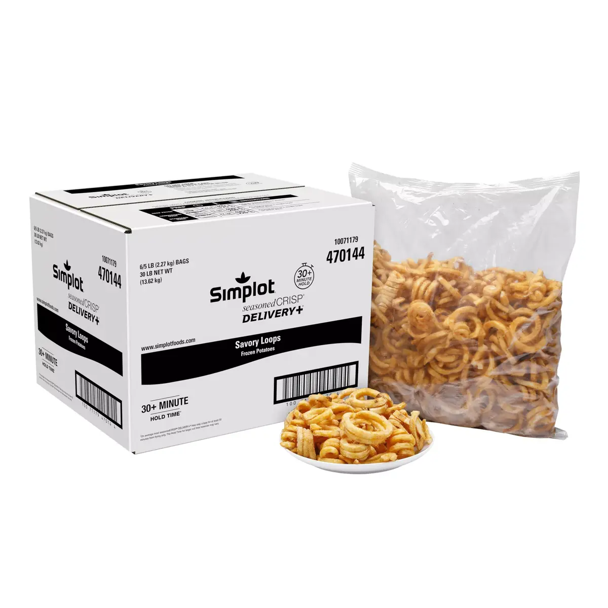Simplot SeasonedCRISP® Delivery+® Savory Battered Loops, Skin On, Styled
