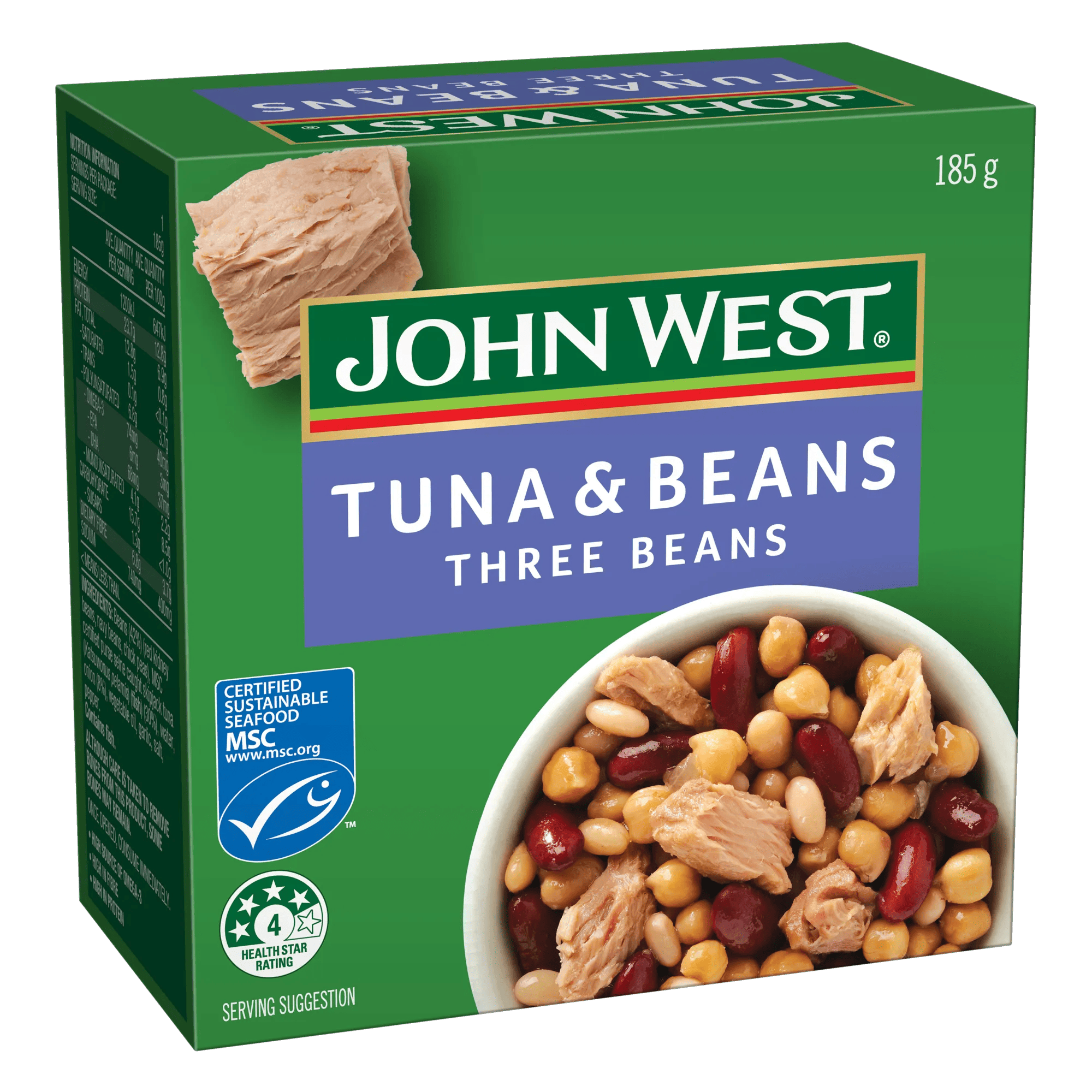 John West Tuna and Beans Three Beans 185g, Box
