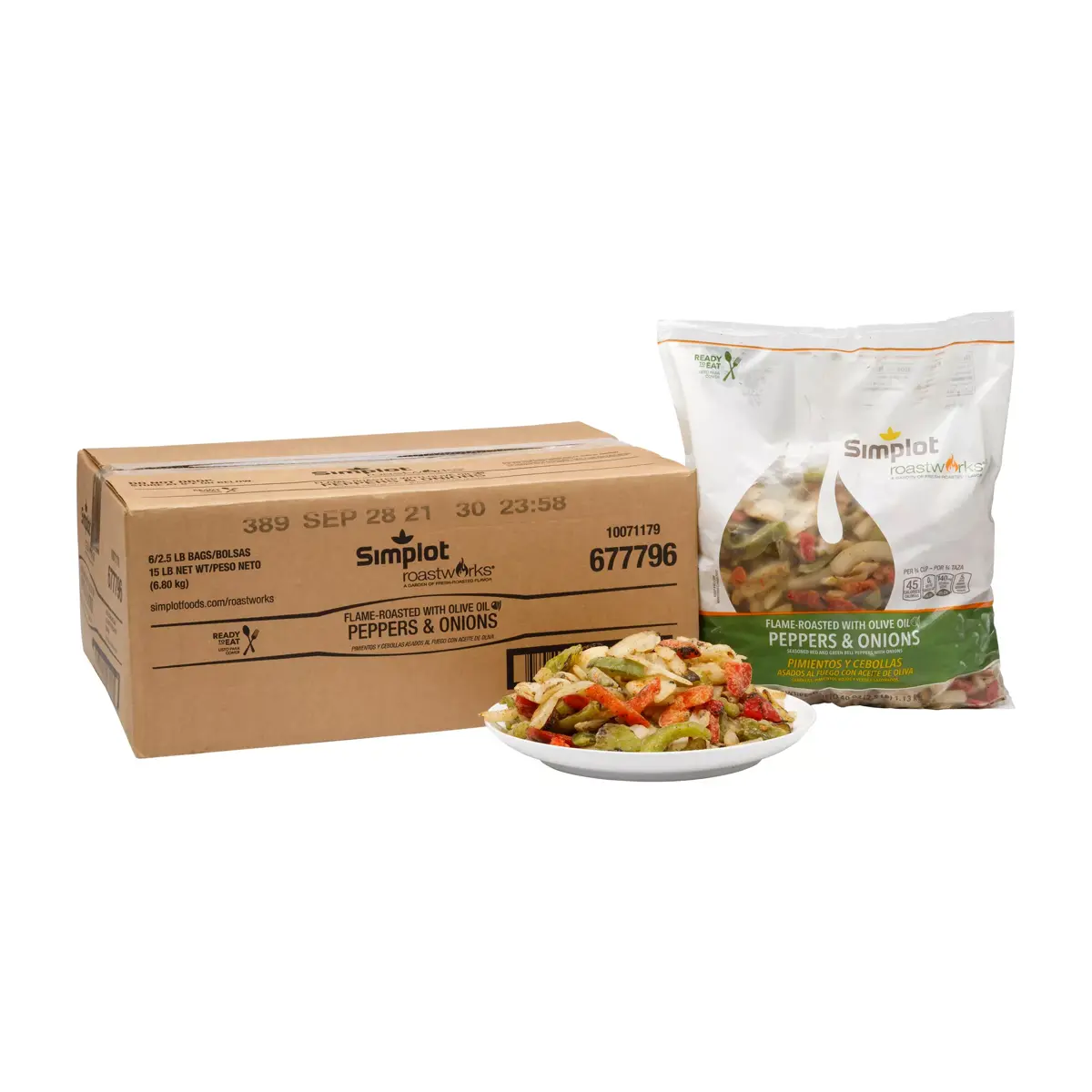 Simplot RoastWorks® RTE Flame-Roasted Peppers & Onions Blend, Styled