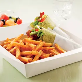 Simplot SeasonedCRISP® Delivery+® Savory Battered Straight Cut Fries, Skin On, Styled