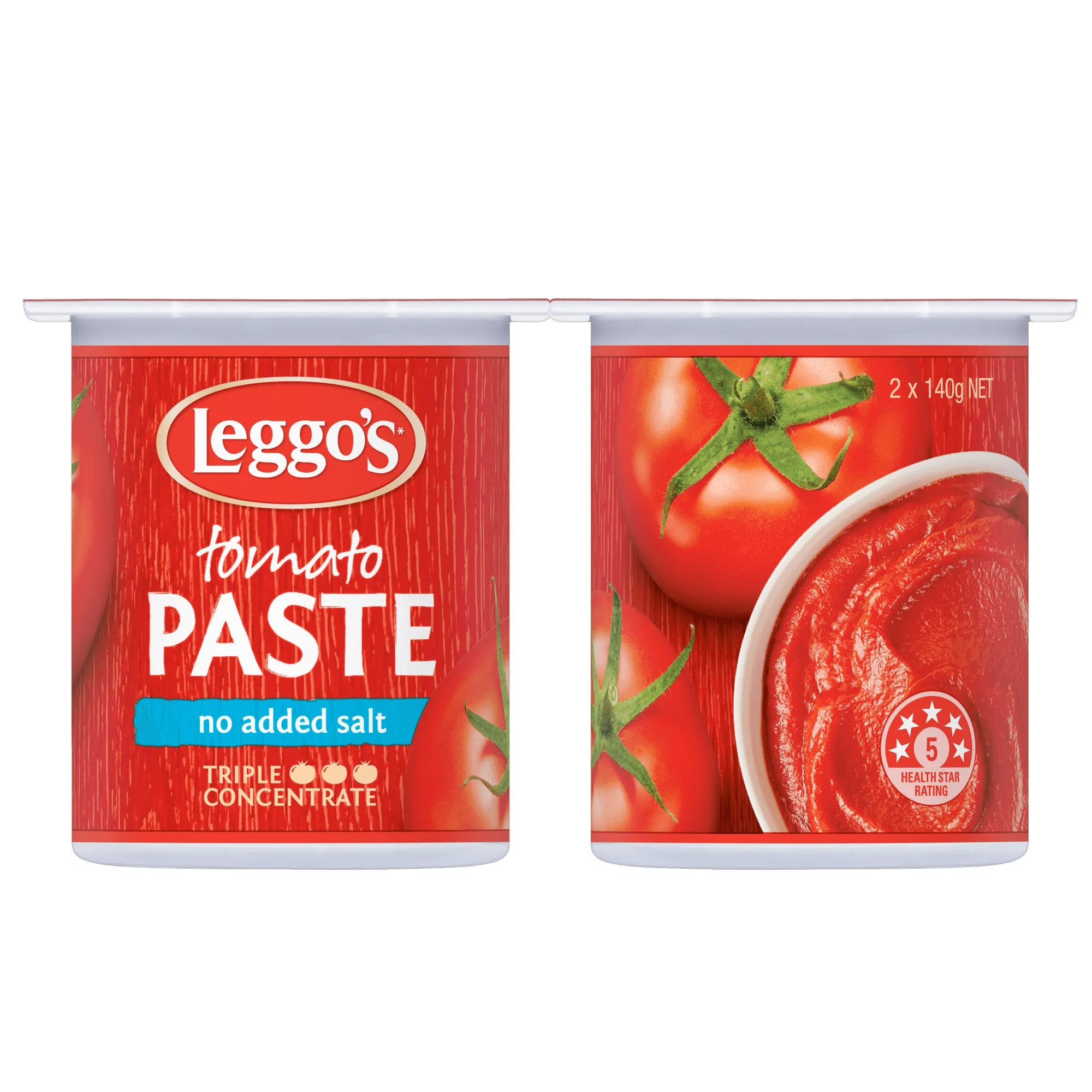 Leggos No Added Salt Tomato Paste 2x140g, Tub