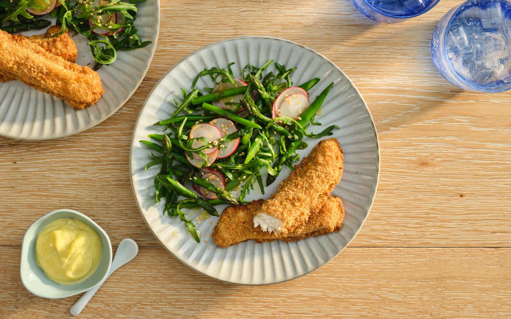 Flathead Salad with Wasabi Mayo