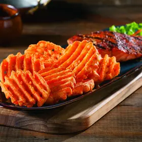 Simplot Sweets® Fries Sweet Potato Lattice Cut Fries, Styled