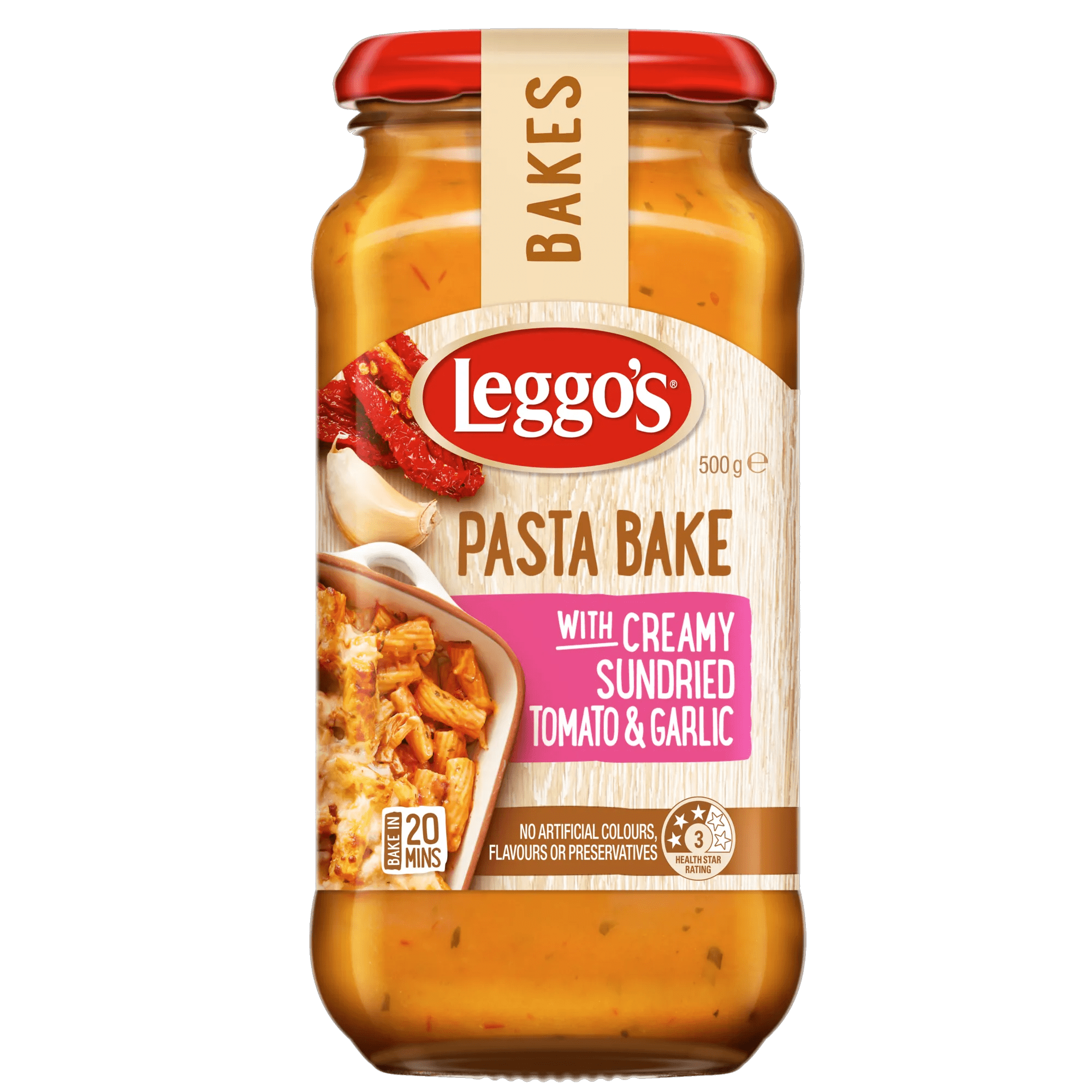 Leggos Pasta Bake Creamy SunDried Tomato and Garlic 500 grams jarred