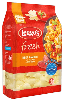 Leggos Beef Ravioli with Tomato and Parmesan 360 grams bagged