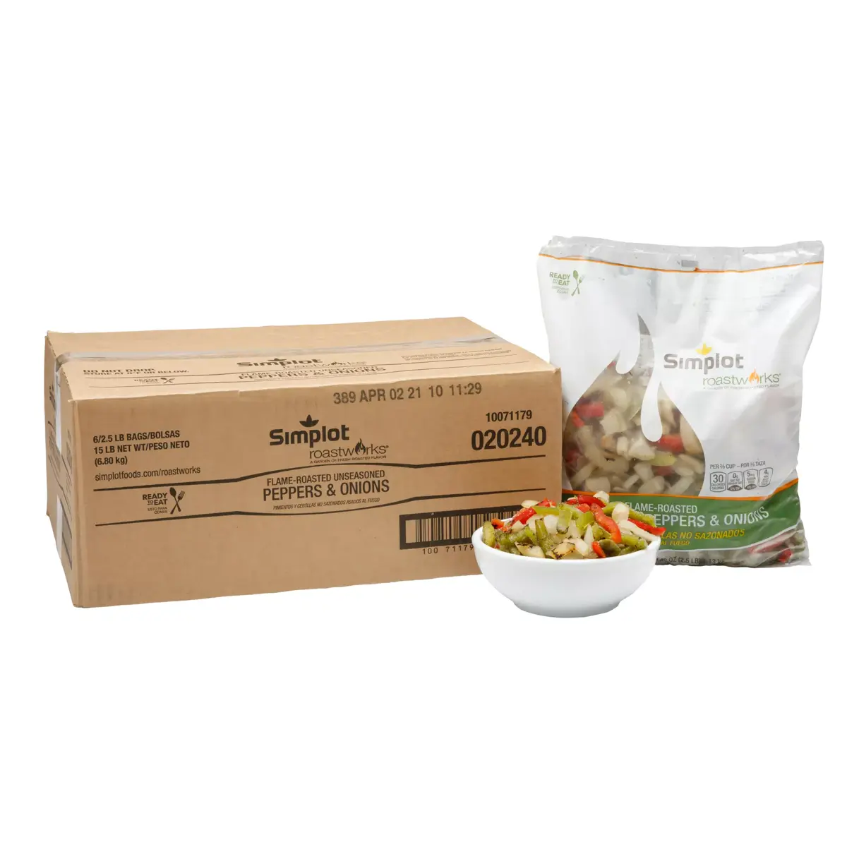 Simplot RoastWorks® RTE Flame-Roasted Unseasoned Peppers & Onions Blend, Styled