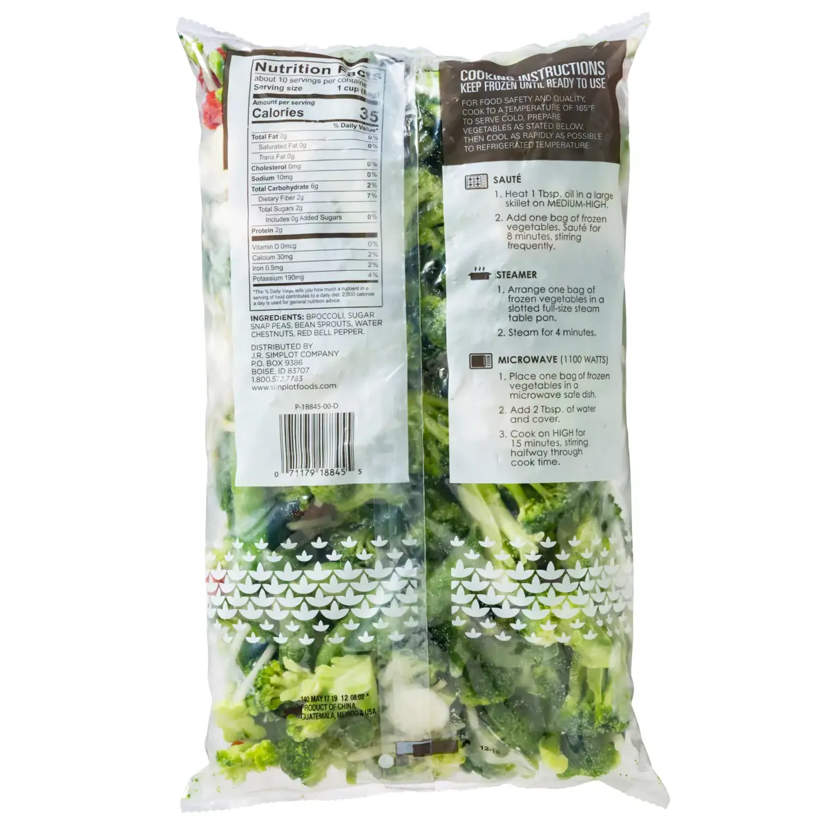 Simplot Simple Goodness™ Sugar Snap Pea Stir-Fry Blend, Back Innerpack