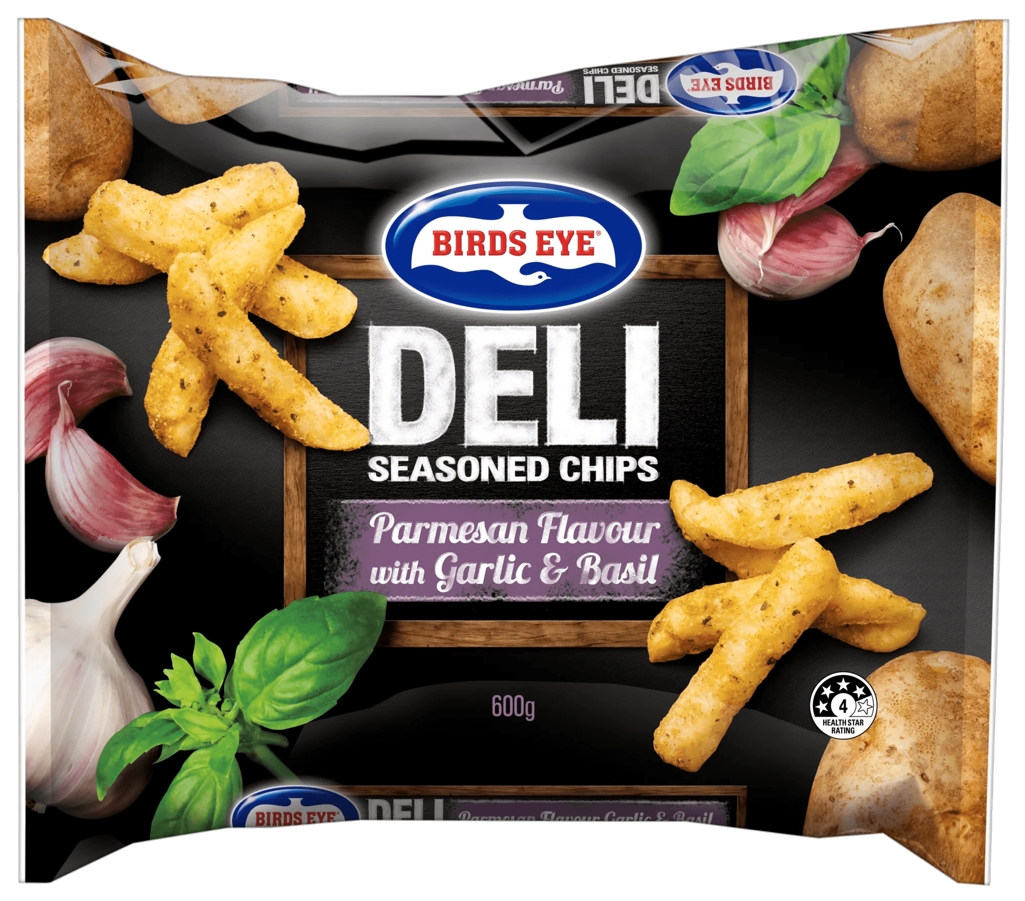 Birds Eye Deli Parmesan Garlic and Basil Seasoned Chips 600 grams bagged