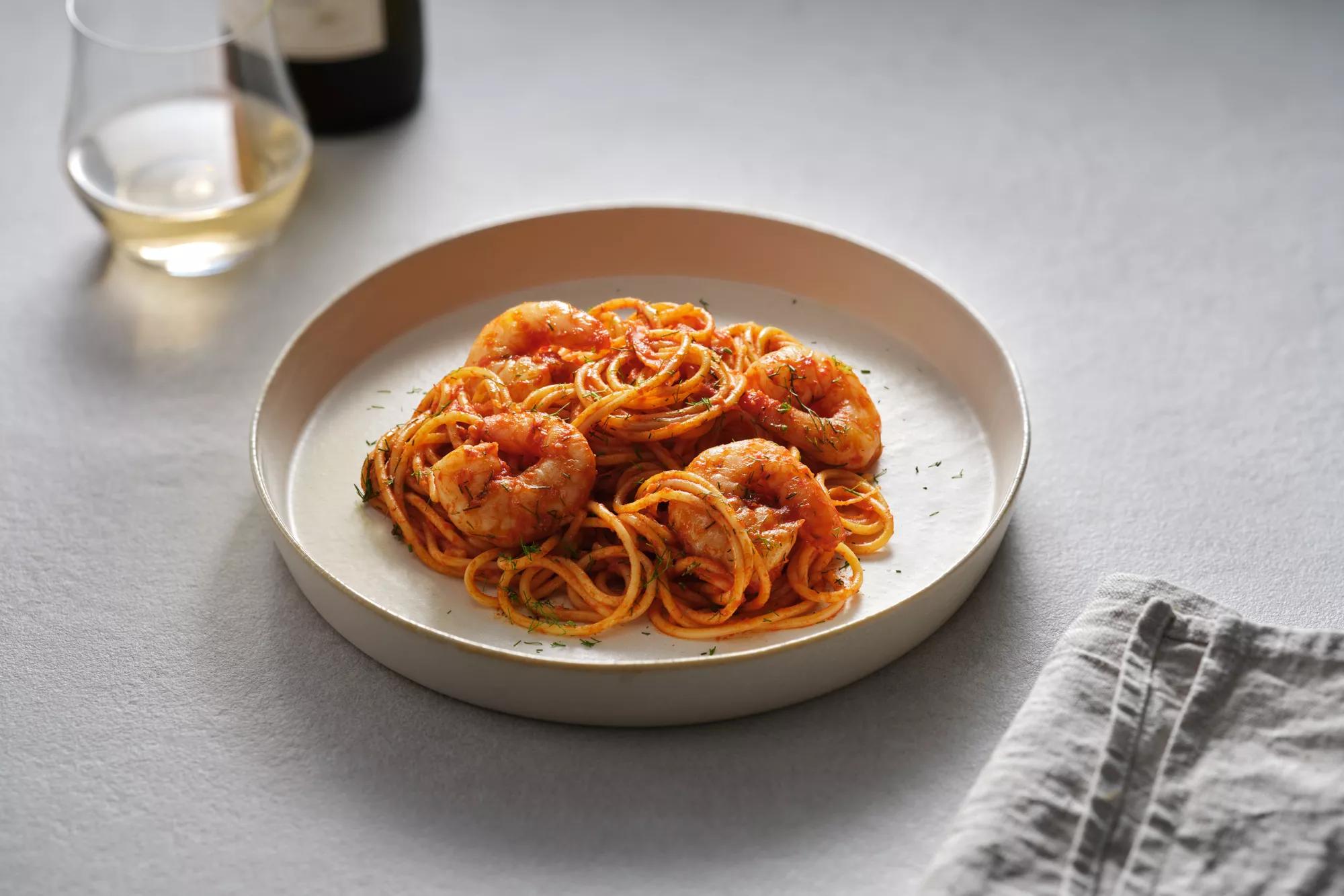 Chilli Prawns With Fennel Infused Spaghetti
