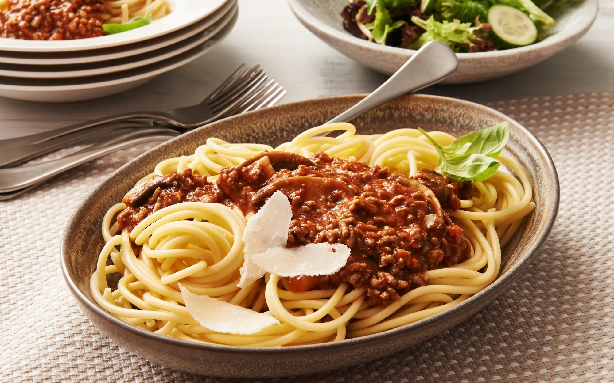 Mushroom & Bacon Bolognese Spaghetti