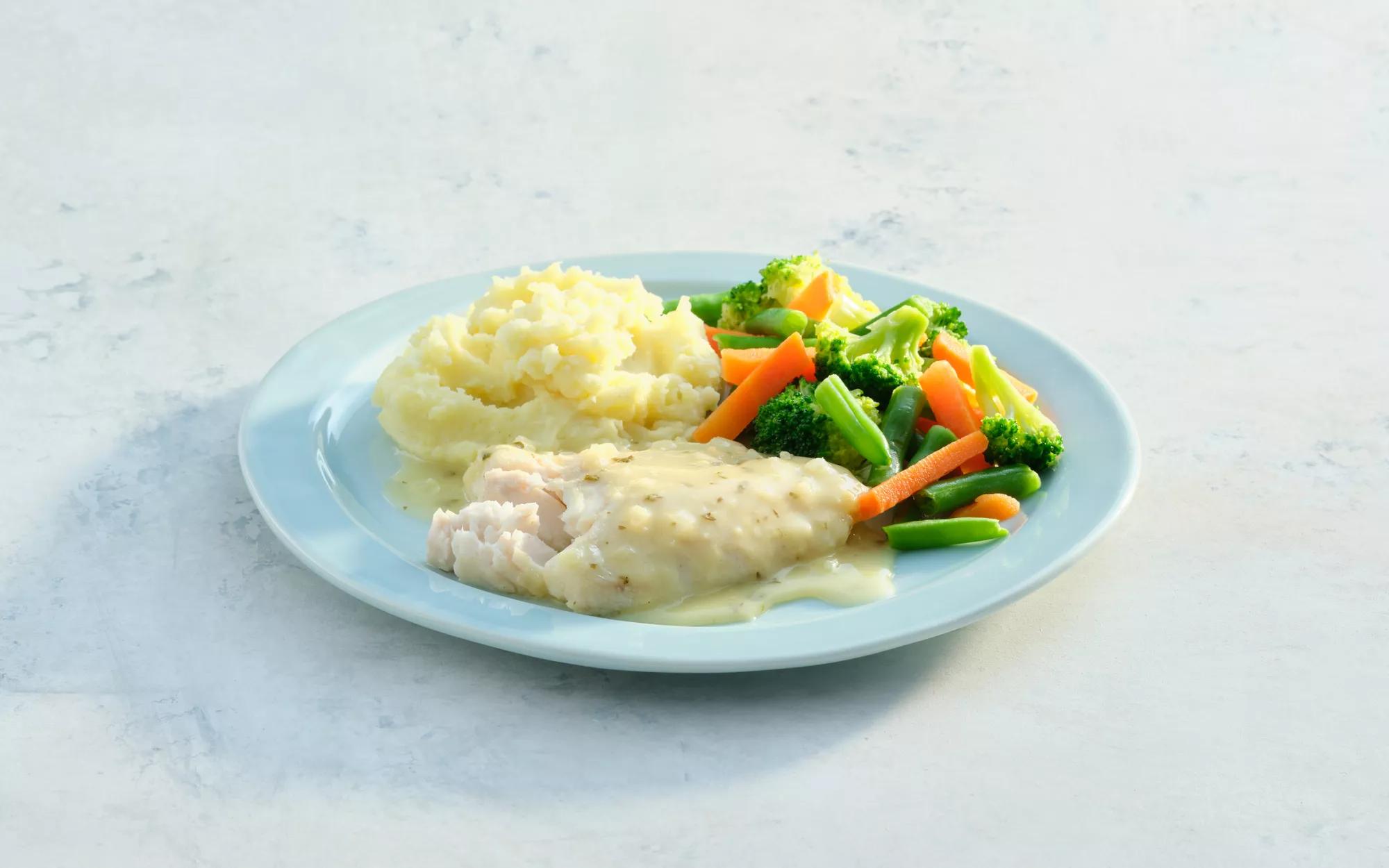 Citrus and Parsley Fish with Veggies and Mash