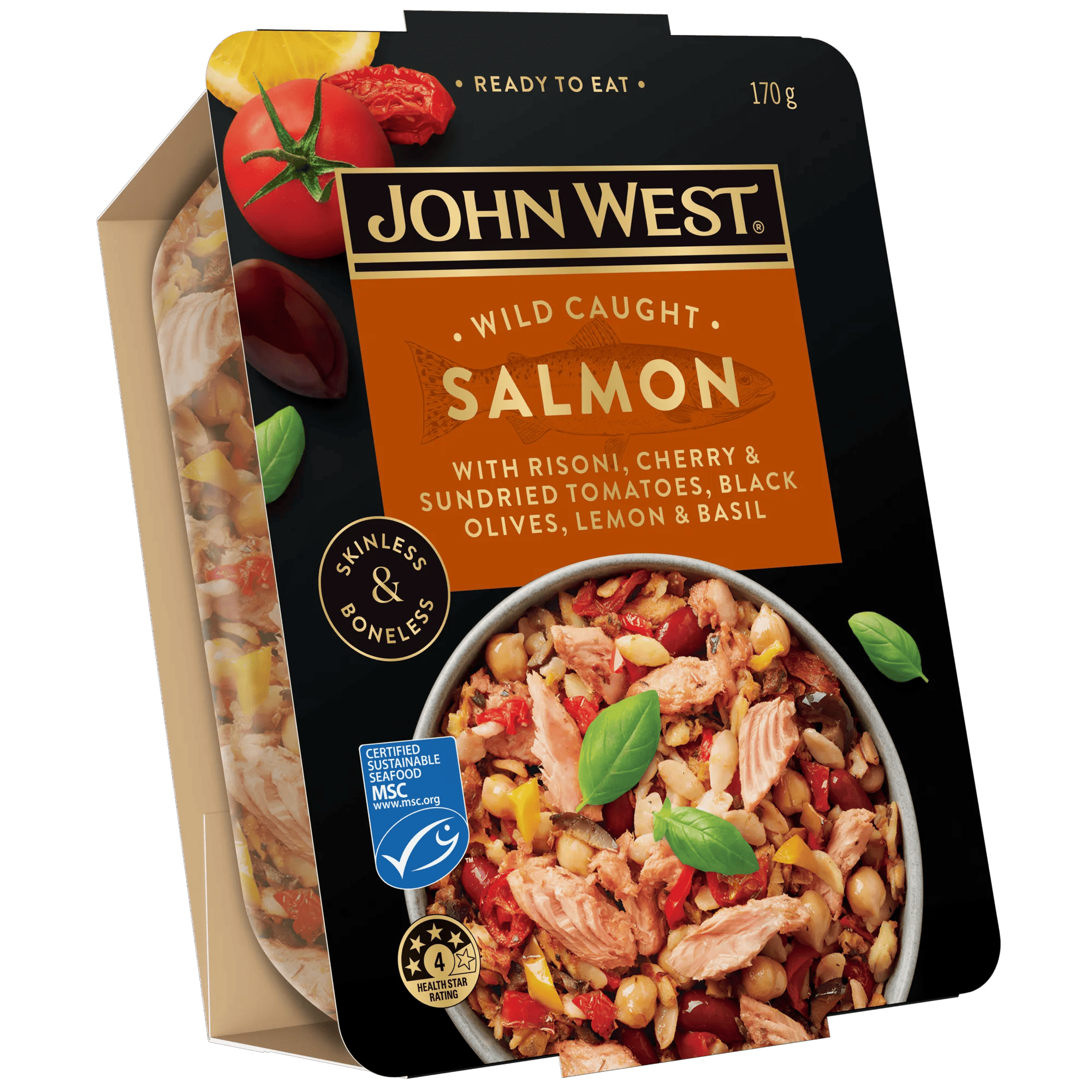 John West Wild Caught Salmon Bowl Tomato Risoni 170g, Tub