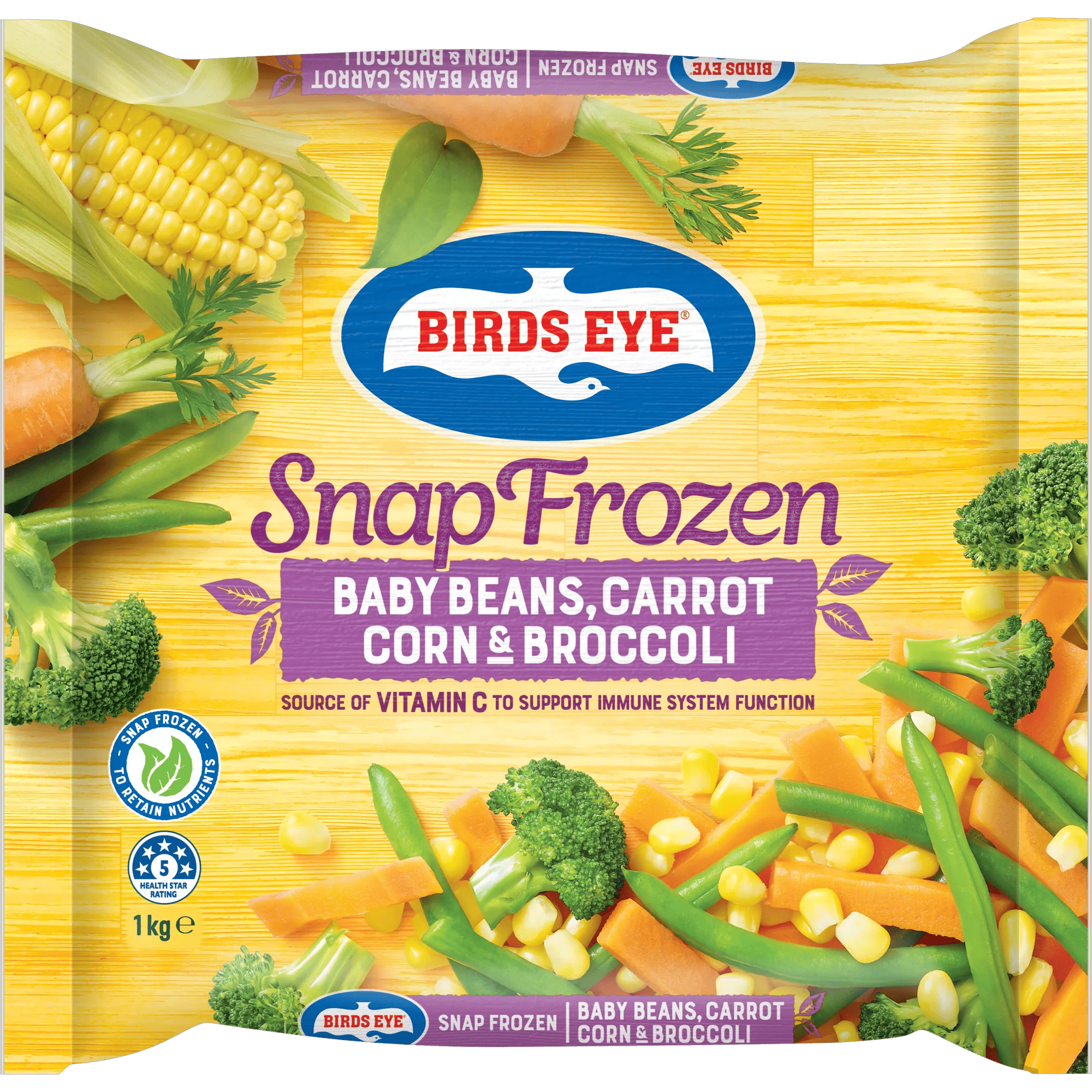Birds Eye Baby Beans Carrot Corn and Broccoli 1 kilogram bagged