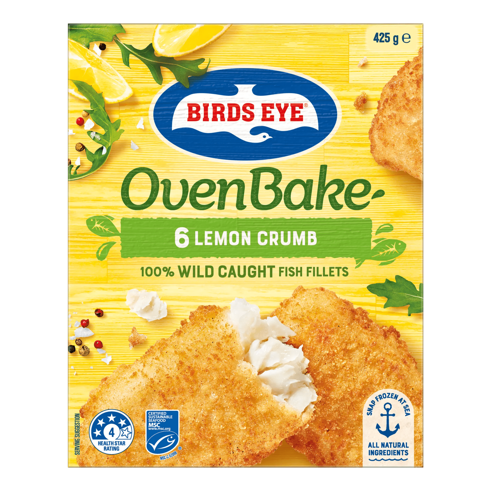 Birds Eye Oven Bake Lemon Fish Fillet 425 grams boxed