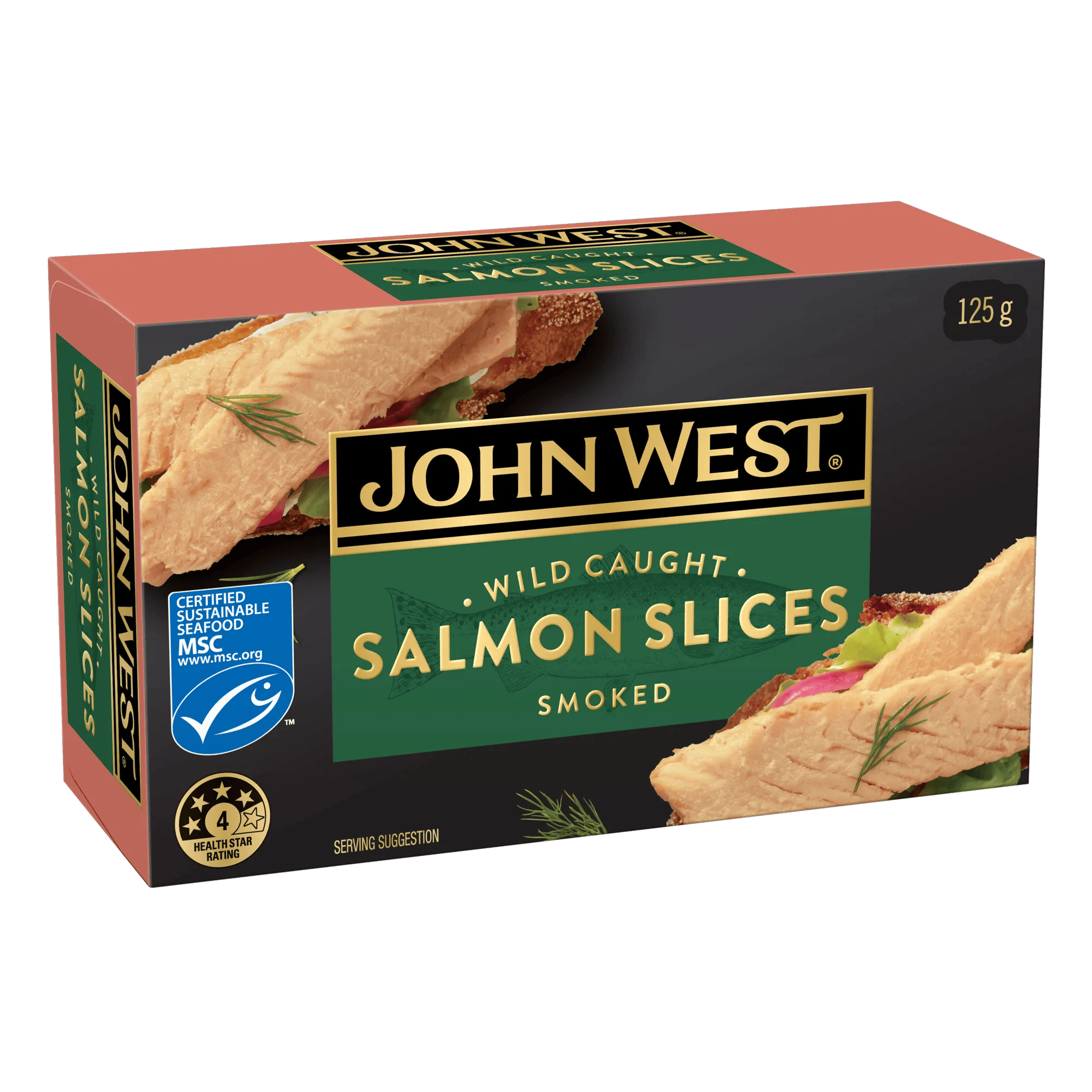John West Smoked Salmon Slices   125g, Box