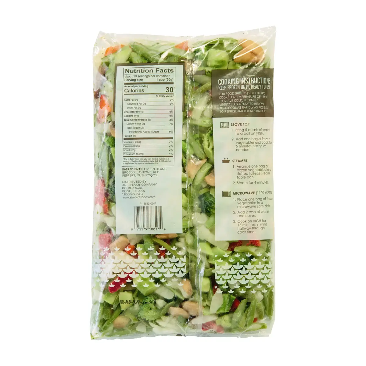Simplot Simple Goodness™ Asian Style Stir-Fry Blend, Back Innerpack