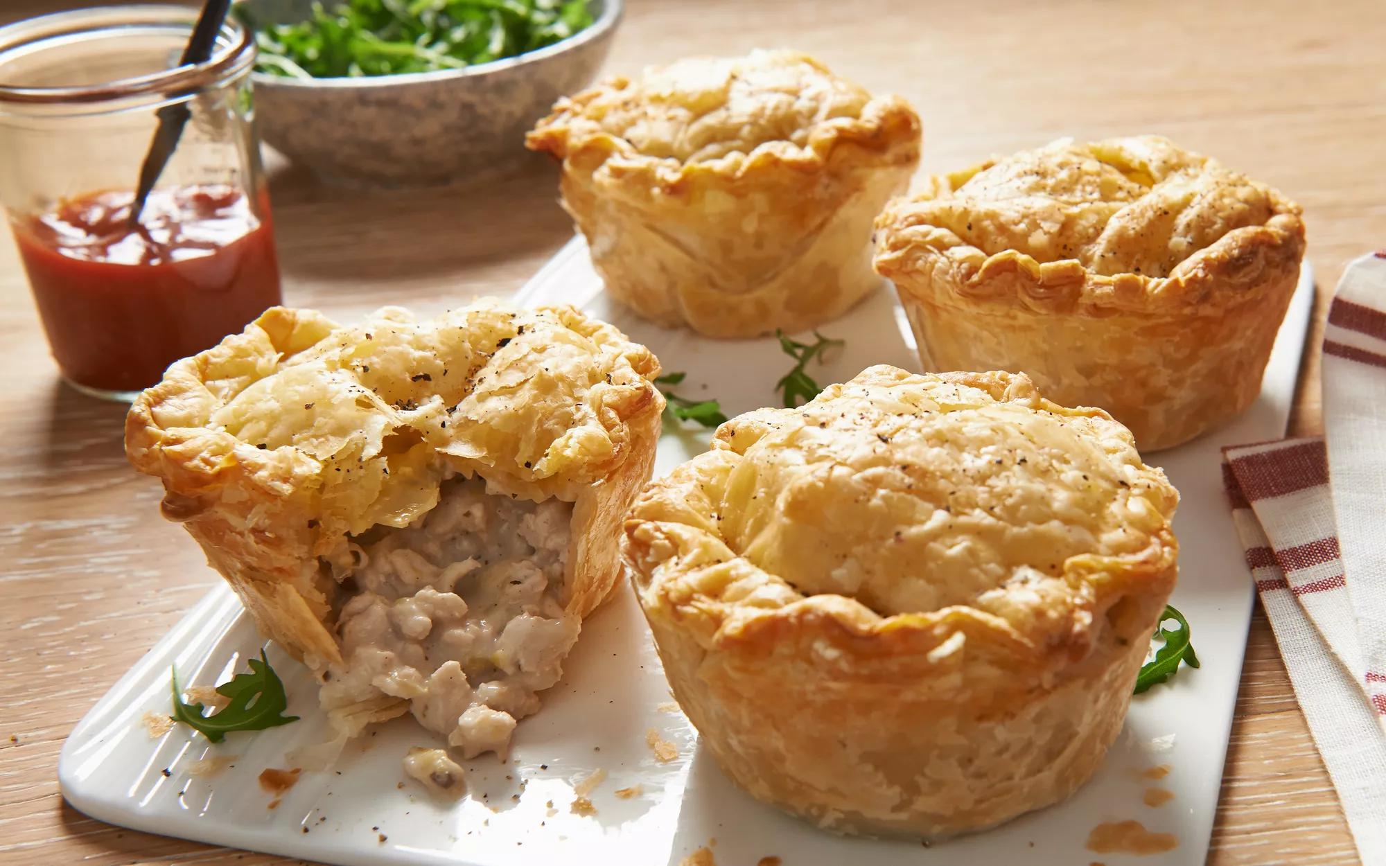 Individual Chicken, Leek & Mushroom Pies