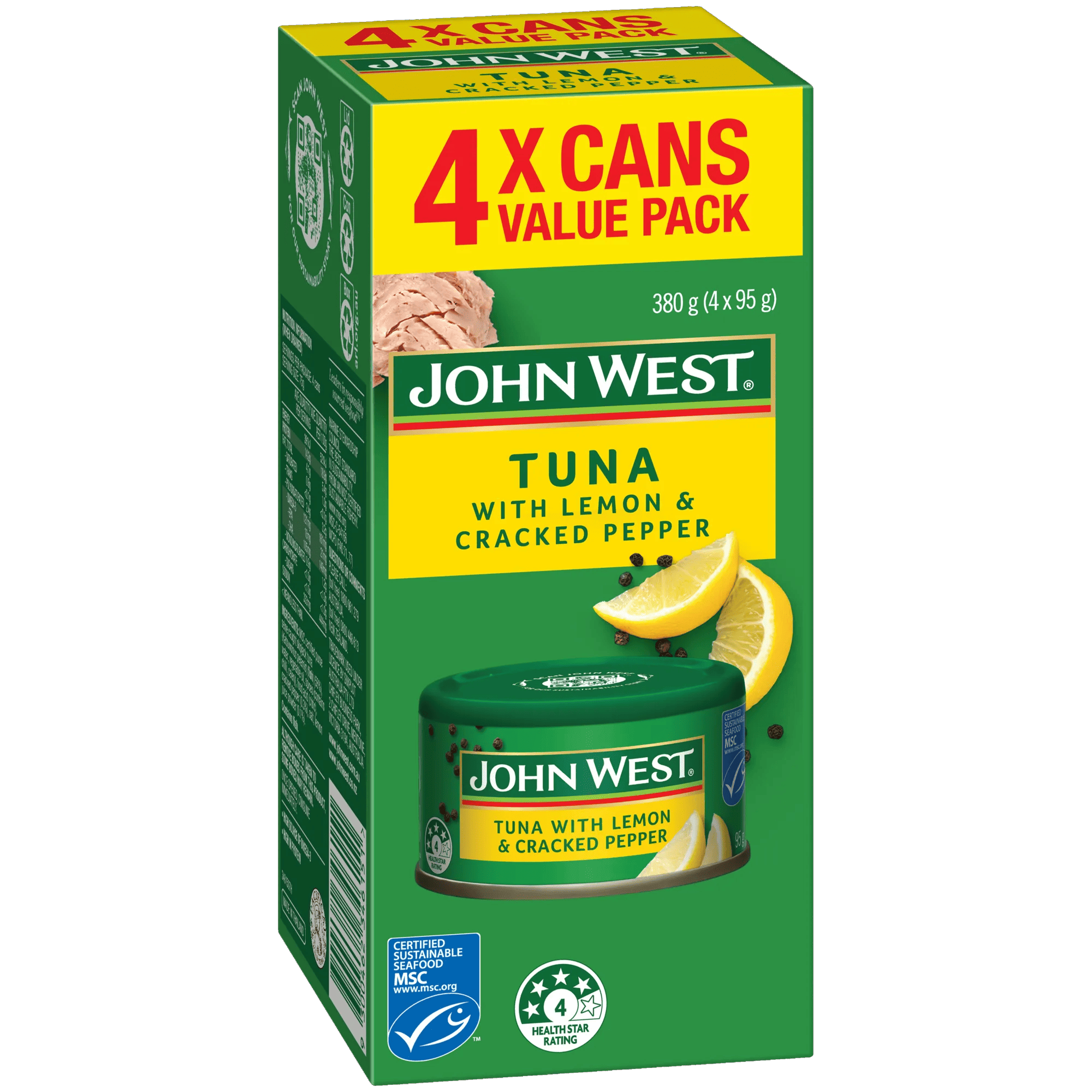 John West Tuna Lemon and Cracked Pepper multipack 4x95g, Box