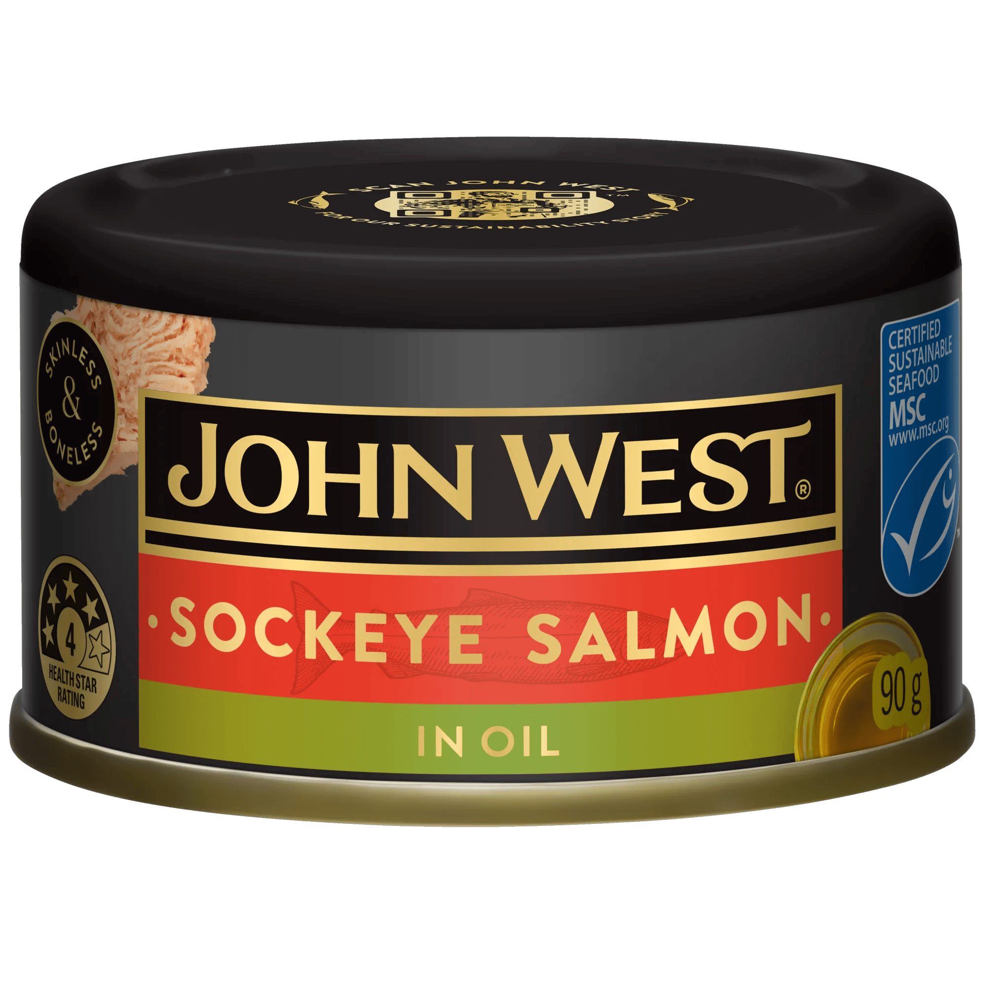 John West Sockeye Red Salmon in Oil 90g, Can