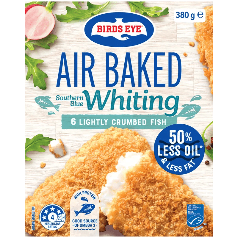 Birds Eye Air Baked Whiting 380 Grams Boxed