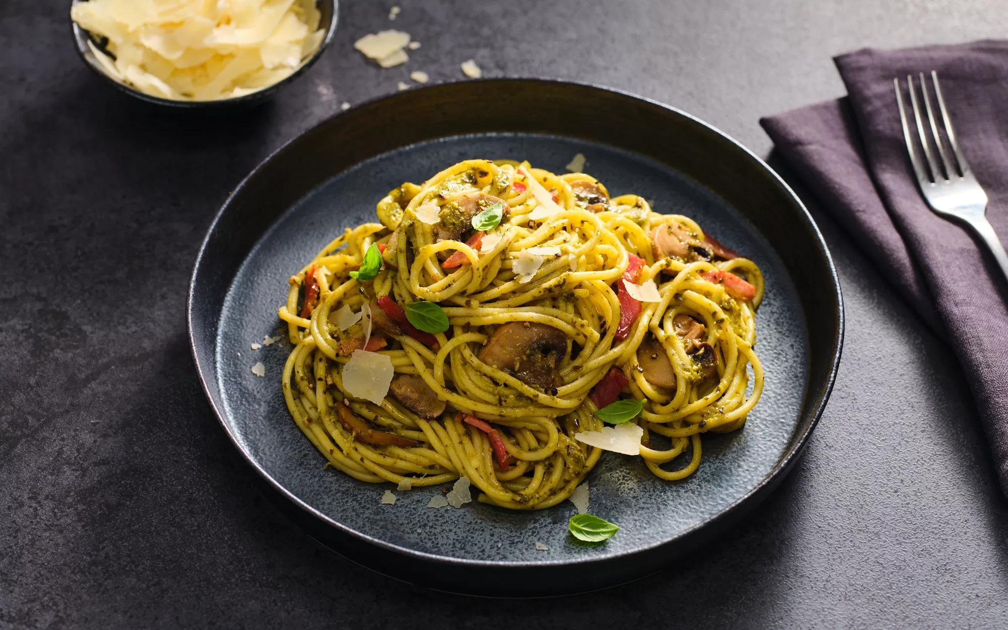 Pesto Mushroom Pasta