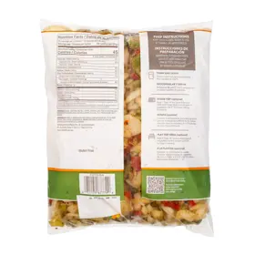 Simplot RoastWorks® Combinación de pimientos rostizados a la llama y cebollas RTE, Reverso del paquete