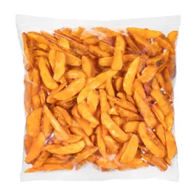 Simplot SeasonedCRISP® Delivery+® Savory Battered 10 Cut Crinkle Cut Wedges, Skin On, Front Innerpack