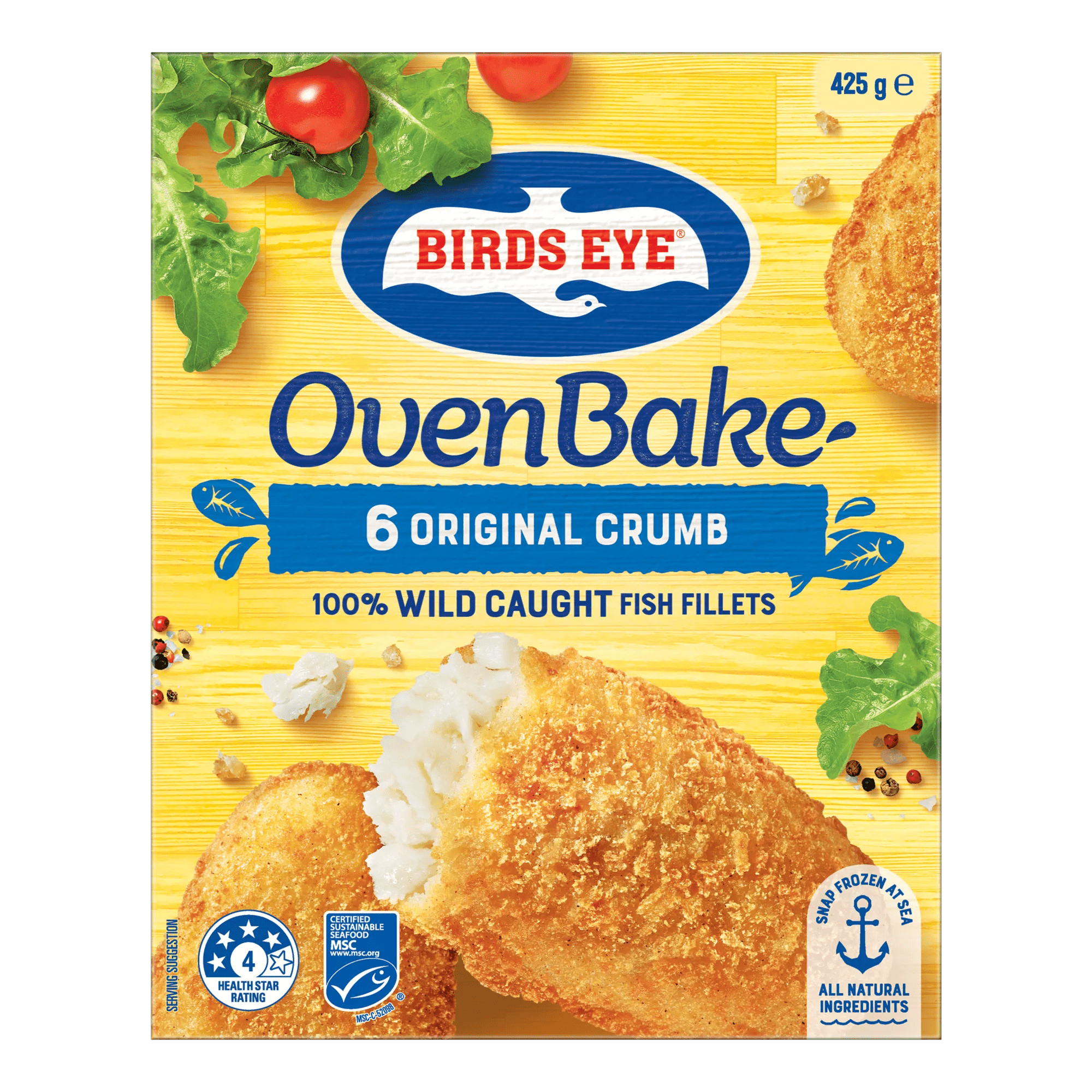 Birds Eye Oven Bake Original Crumbed Fish Fillet 425 grams boxed