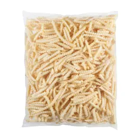 Simplot Conquest® Fries Papas a la francesa corte ondulado delgado con cobertura transparente, Frente del paquete