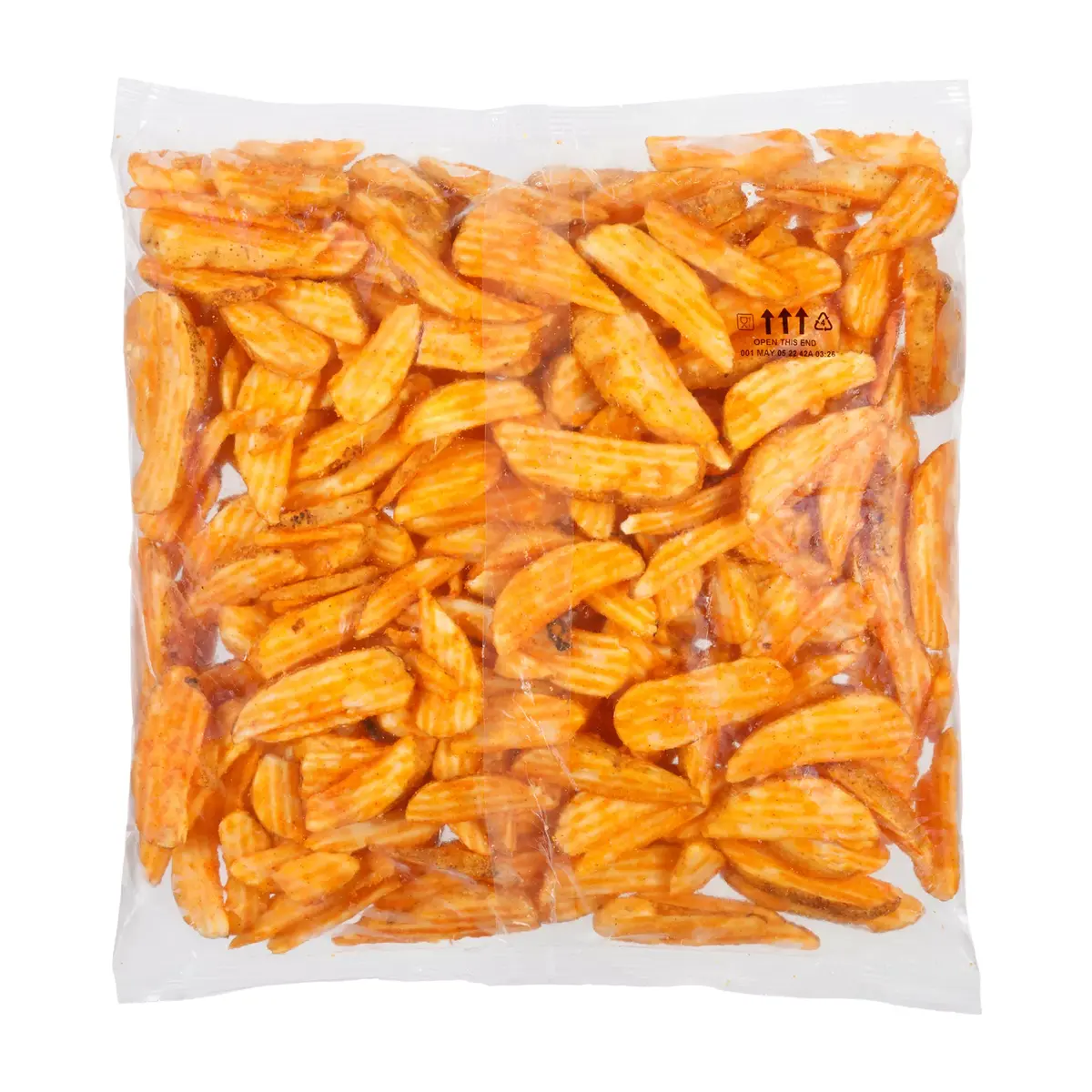 Simplot SeasonedCRISP® Delivery+® Savory Battered 14 Cut Crinkle Cut Wedges, Skin On, Back Innerpack