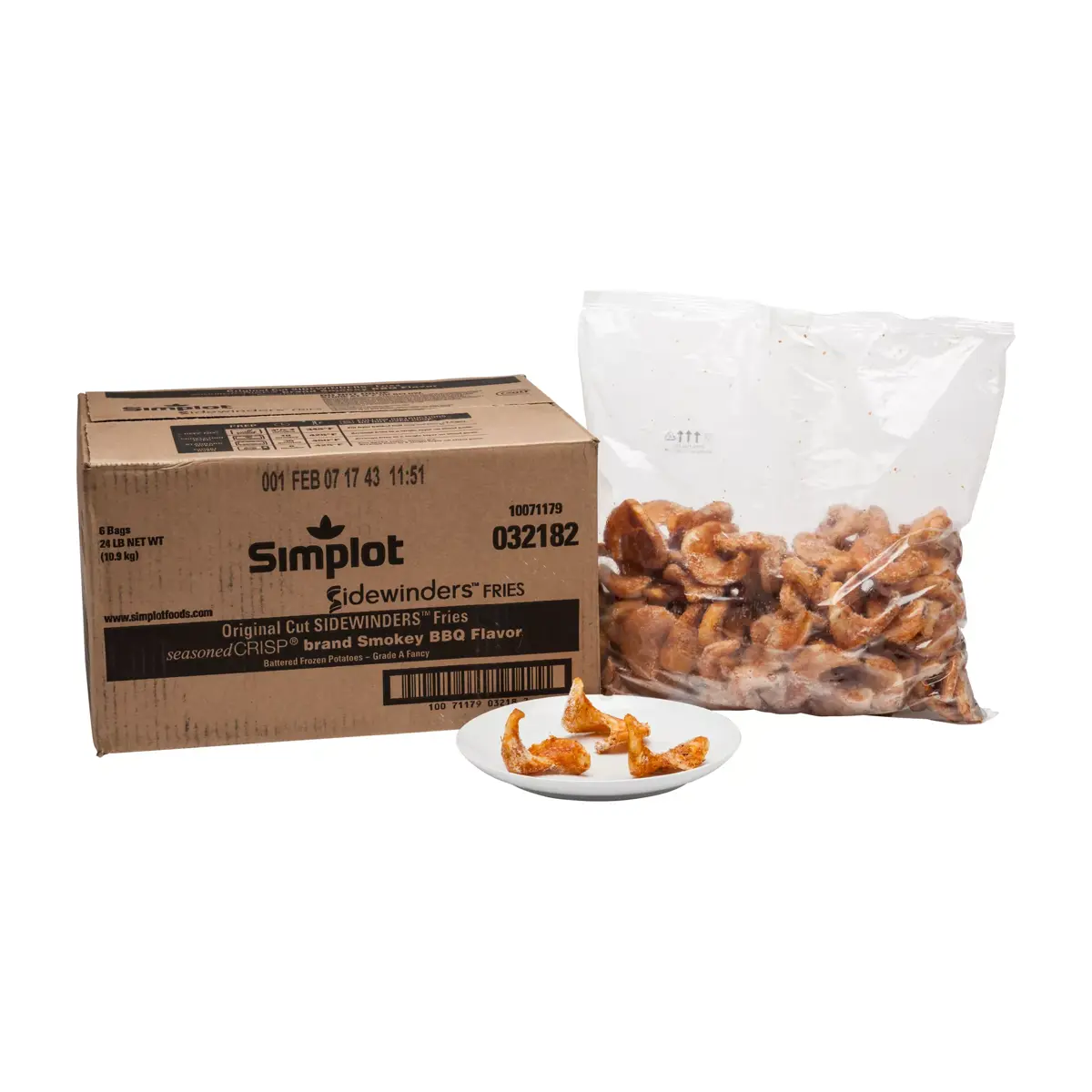 Simplot SIDEWINDERS™ Fries Original Cut Smokey BBQ batter flavored SIDEWINDERS™ Fries, Skin On, Styled