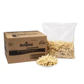 Simplot Megacrunch® Fries Papas a la francesa con cobertura y corte recto, con cáscara, Estilo