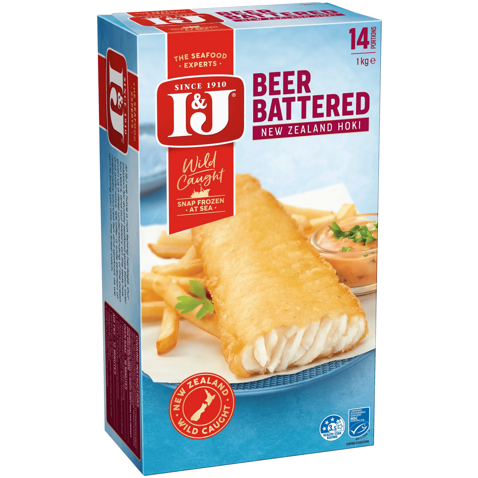 I and J Beer Batter Fish Fillets 1kg, Box