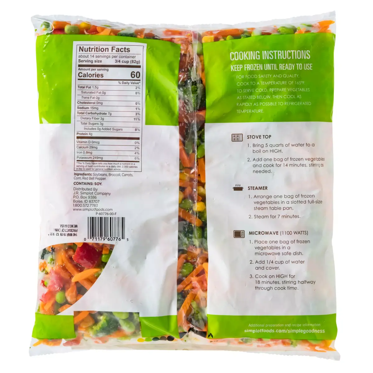 Simplot Simple Goodness™ Kyoto Vegetable Blend, Back Innerpack