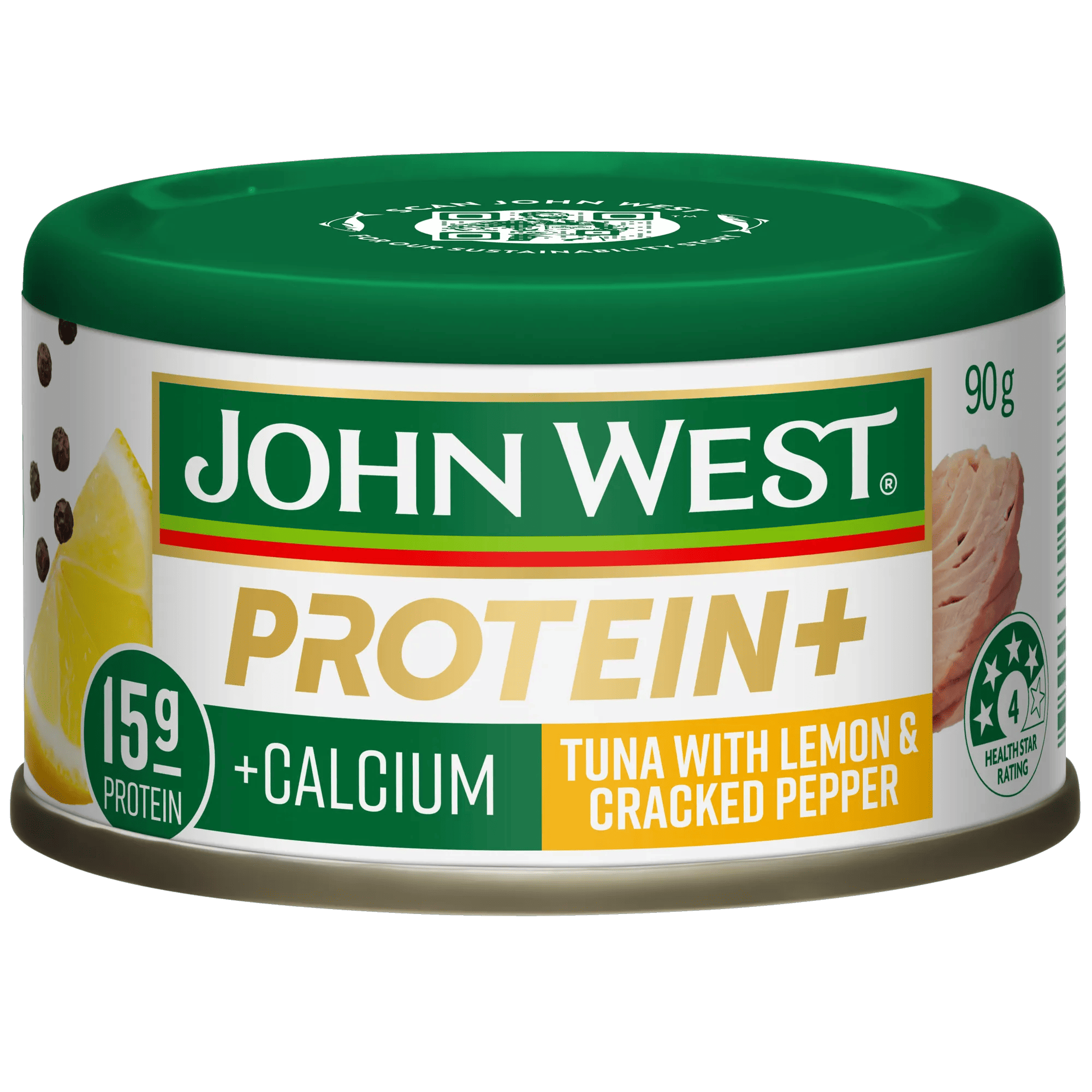 John West Protein+ Calcium Lemon and Cracked Pepper 90g, Can