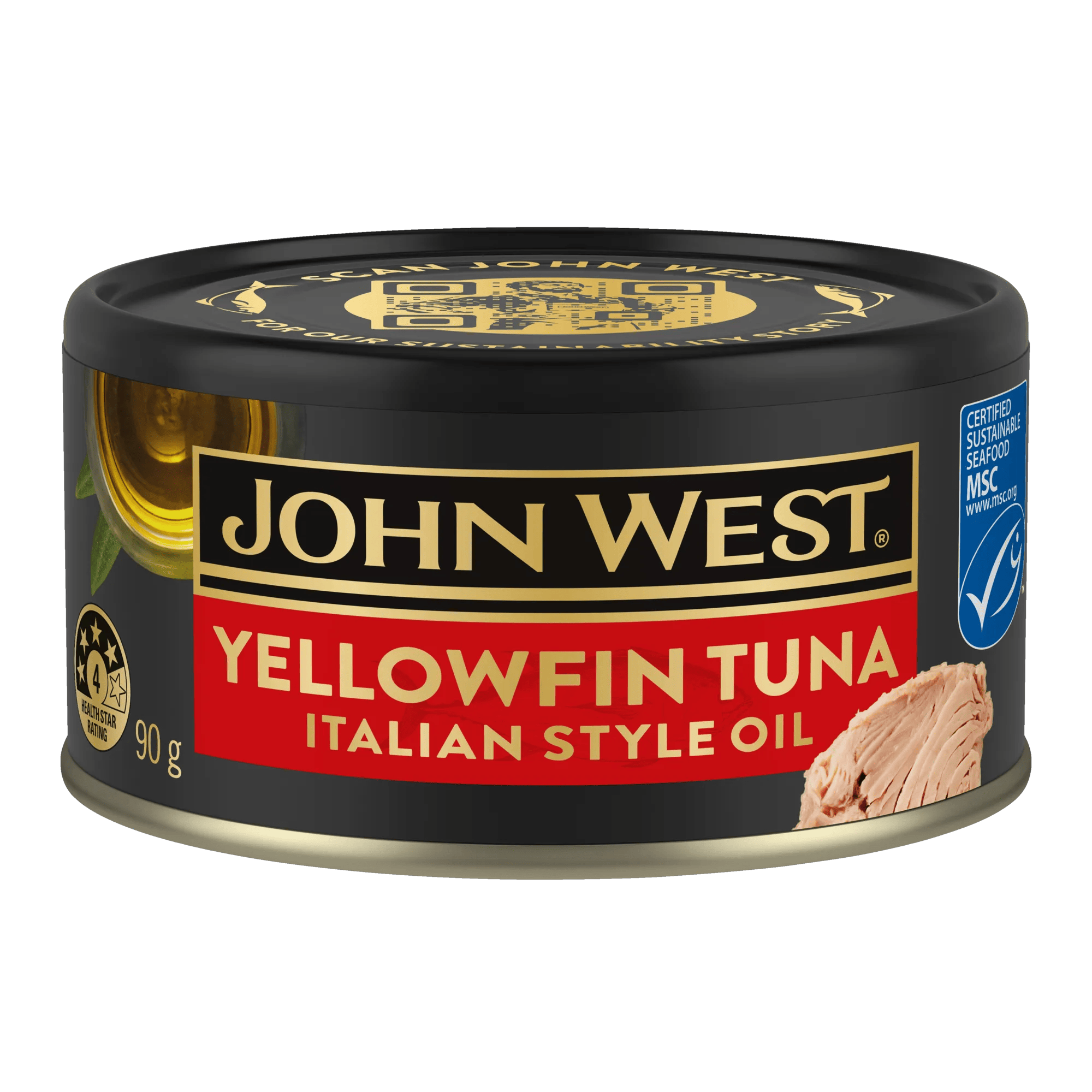 John West Yellowfin Tuna Italian Style Oil 90g, Can