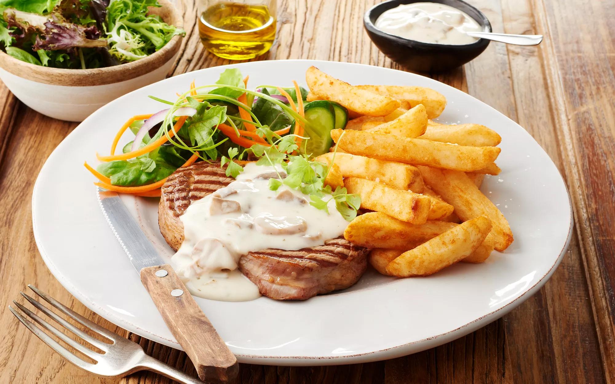 Steak With Creamy Mushroom Sauce