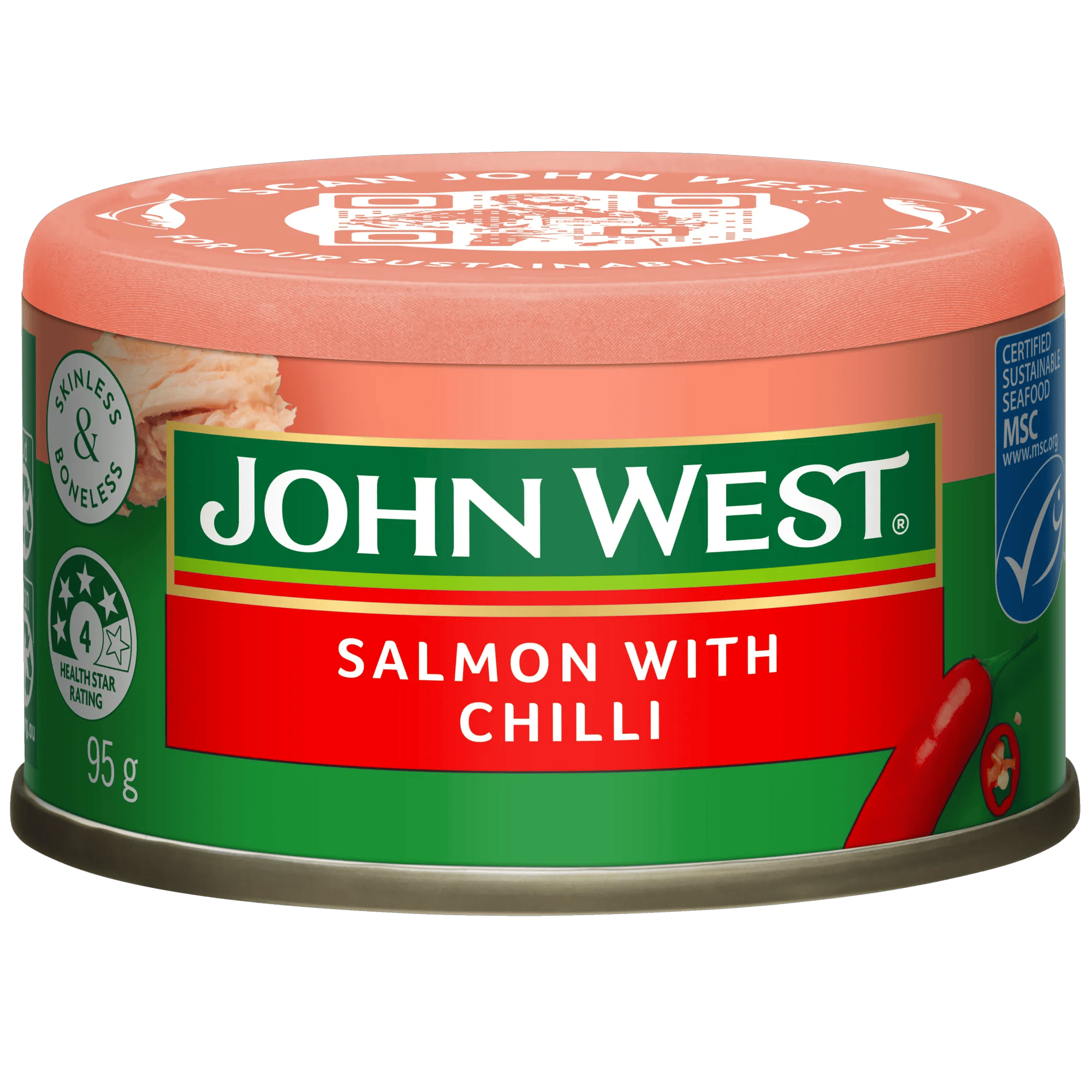 John West Salmon with Chilli 95g, Can