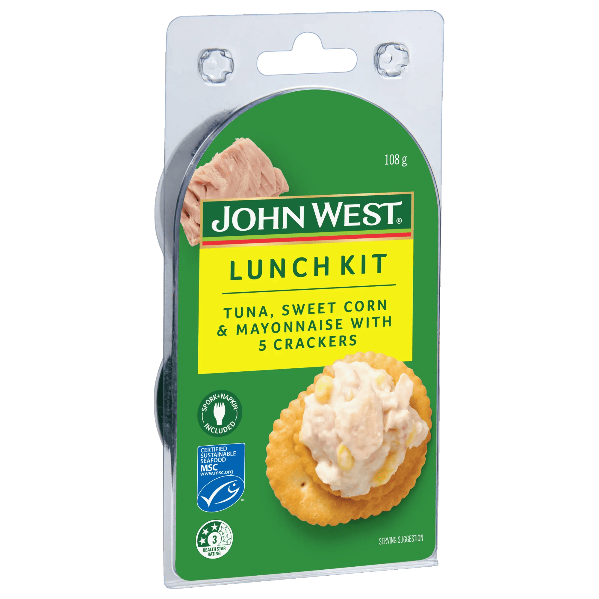 John West Lunch Kit In Mayo And Corn 108g, Packet