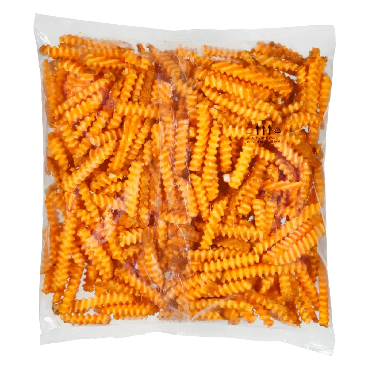 Simplot SeasonedCRISP® Delivery+® Savory Battered Deep V Crinkle Cut Fries, Skin On, Back Innerpack